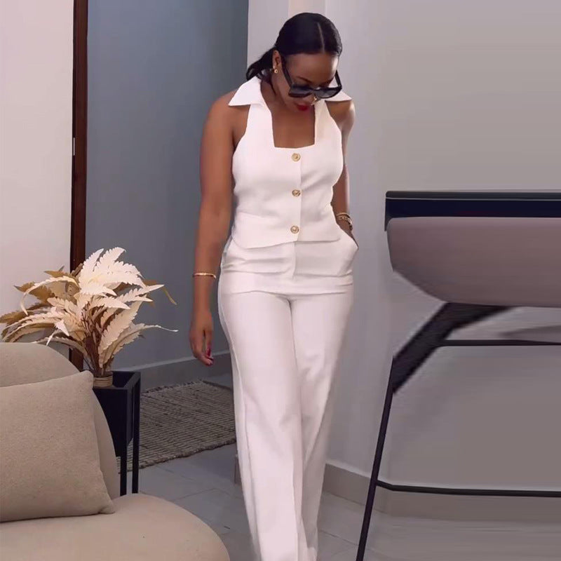 Women African vest long pants two-piece set 7