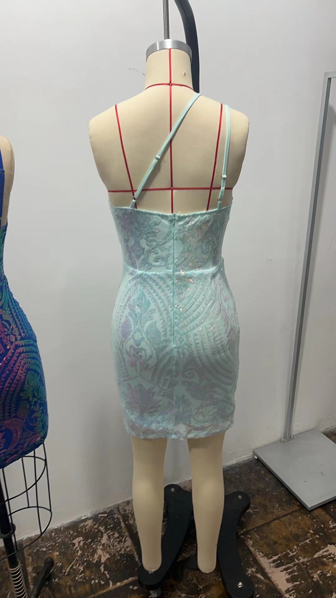 Summer Fashion Sexy Slash Shoulder Strap Sequin Mini Bodycon Dress Formal Party Gown 18