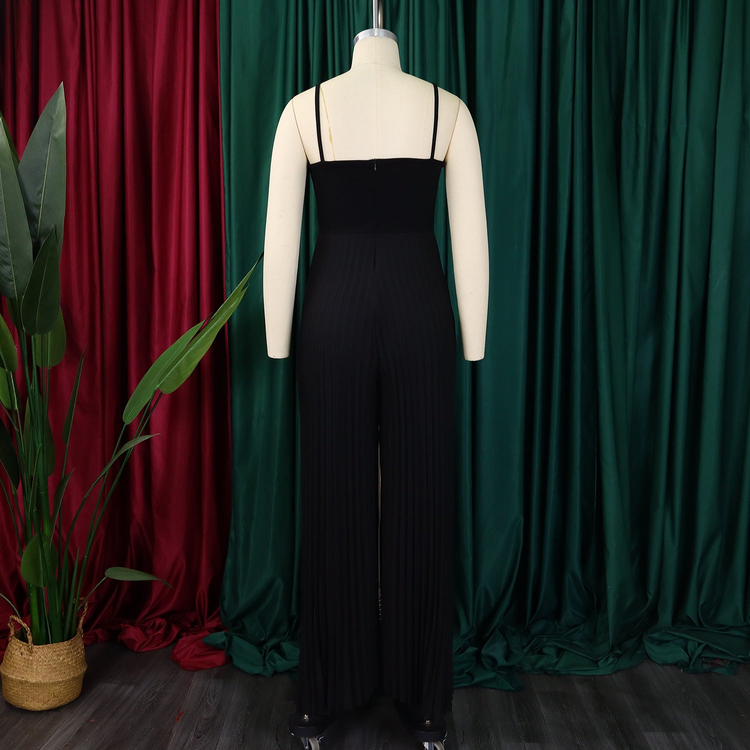 Women's Summer Halter Neck Flower Solid Color Wide Leg Plus Size Jumpsuit 15