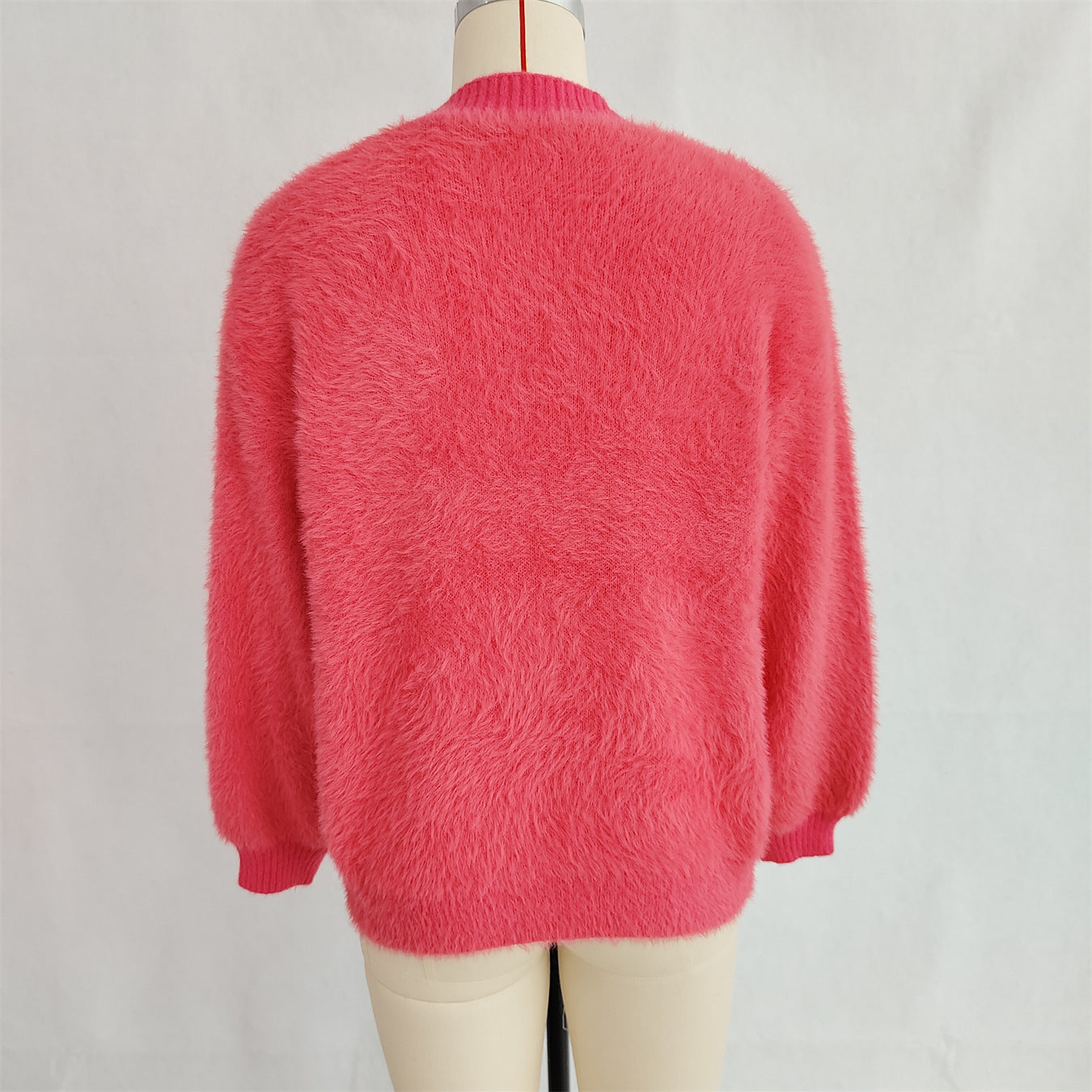 Women autumn/winter casual furry V-neck solid sweater 36