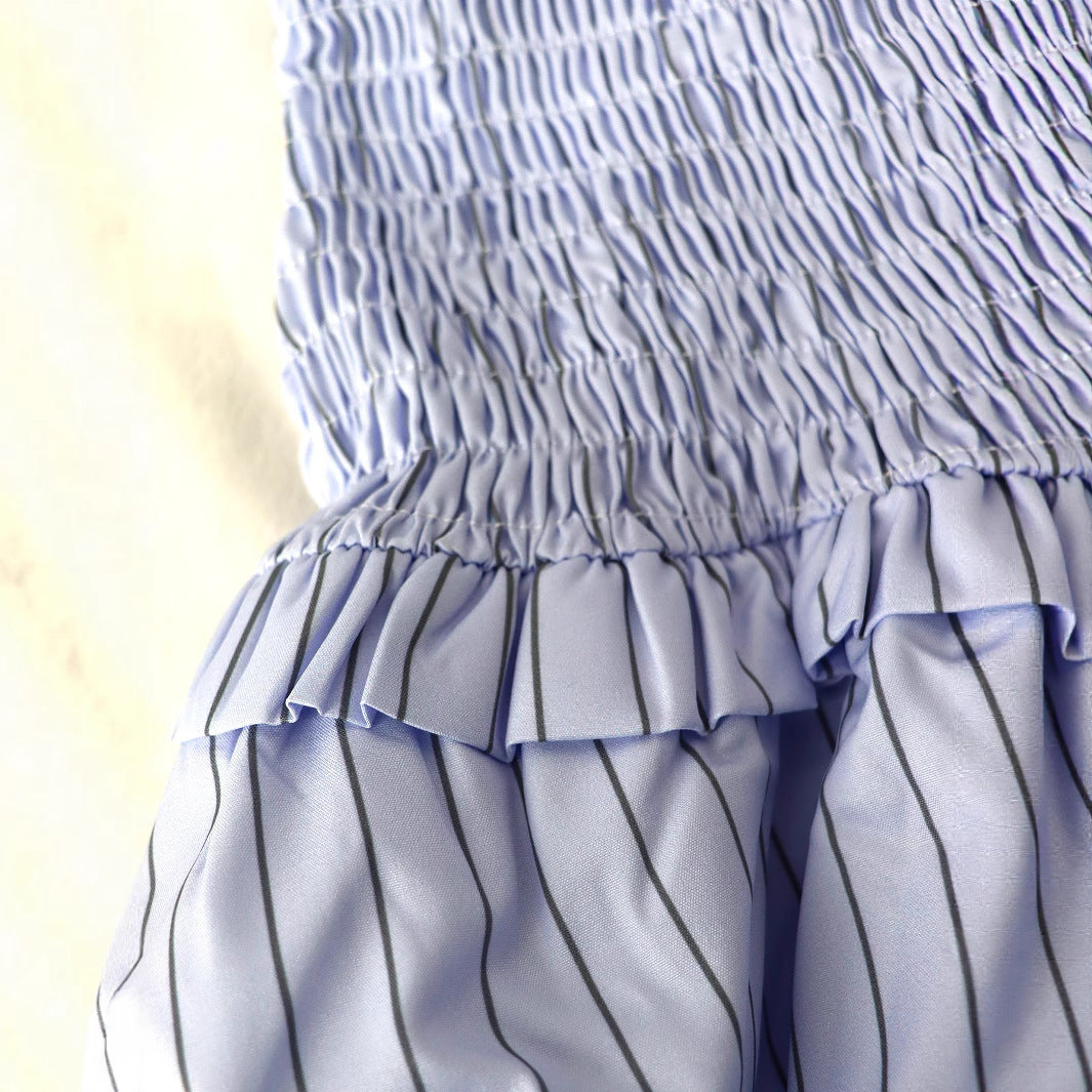 Women's Strapless Striped Slim High Waist Bubble Dress 5