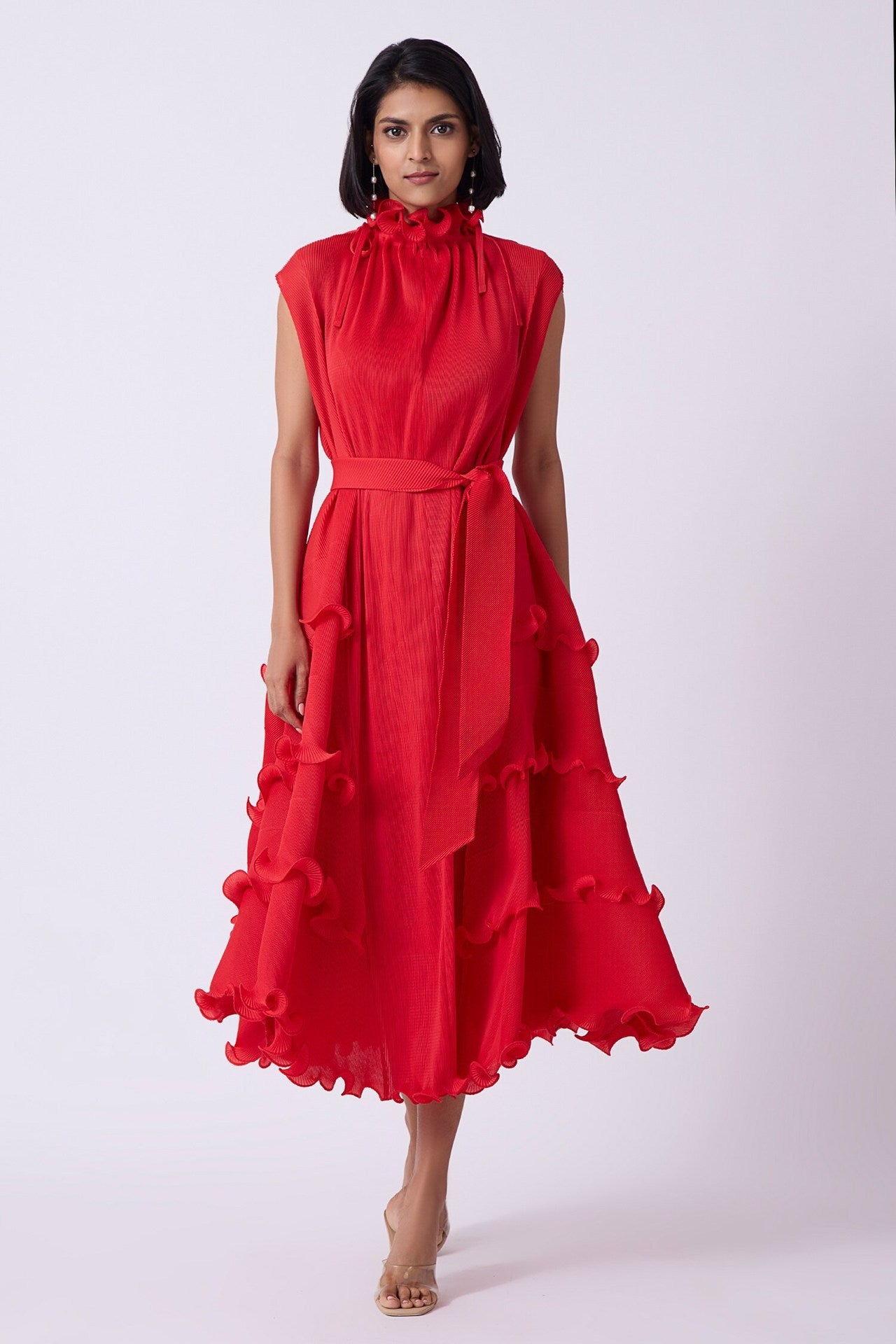 Plus Size African Women French Ruffle Edge Elegant Dress 17