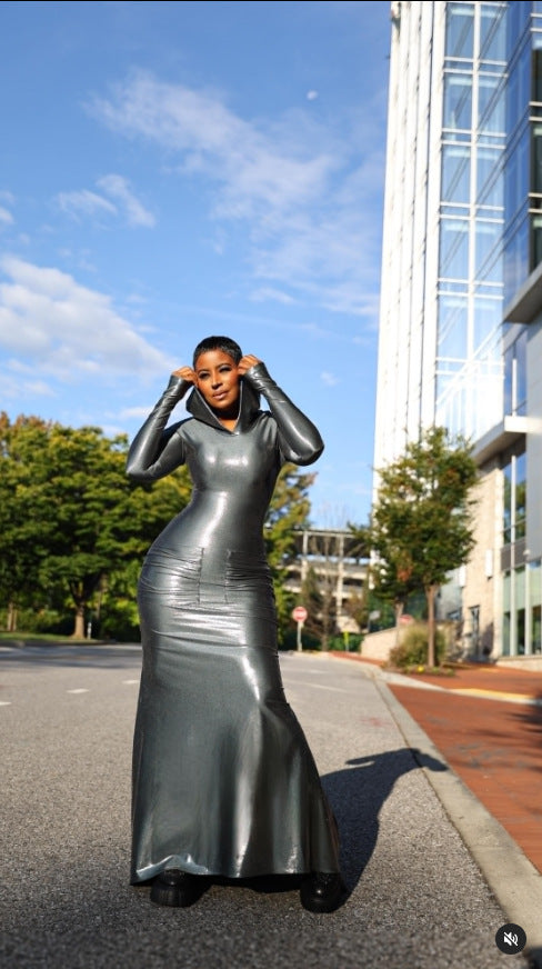 Women autumn and winter sexy hooded Maxi Dress 4