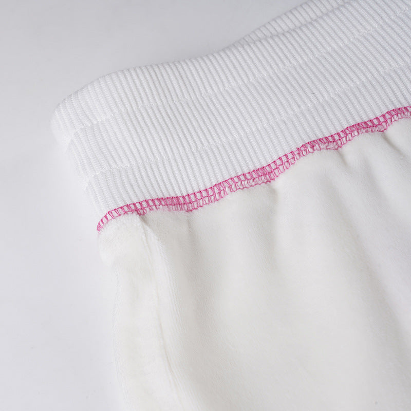 Women American-Style Fall/Winter Sport Velvet Letter Print Fur Collar Hooded Long-Sleeved Jacket and Pants Two-Piece Set 35