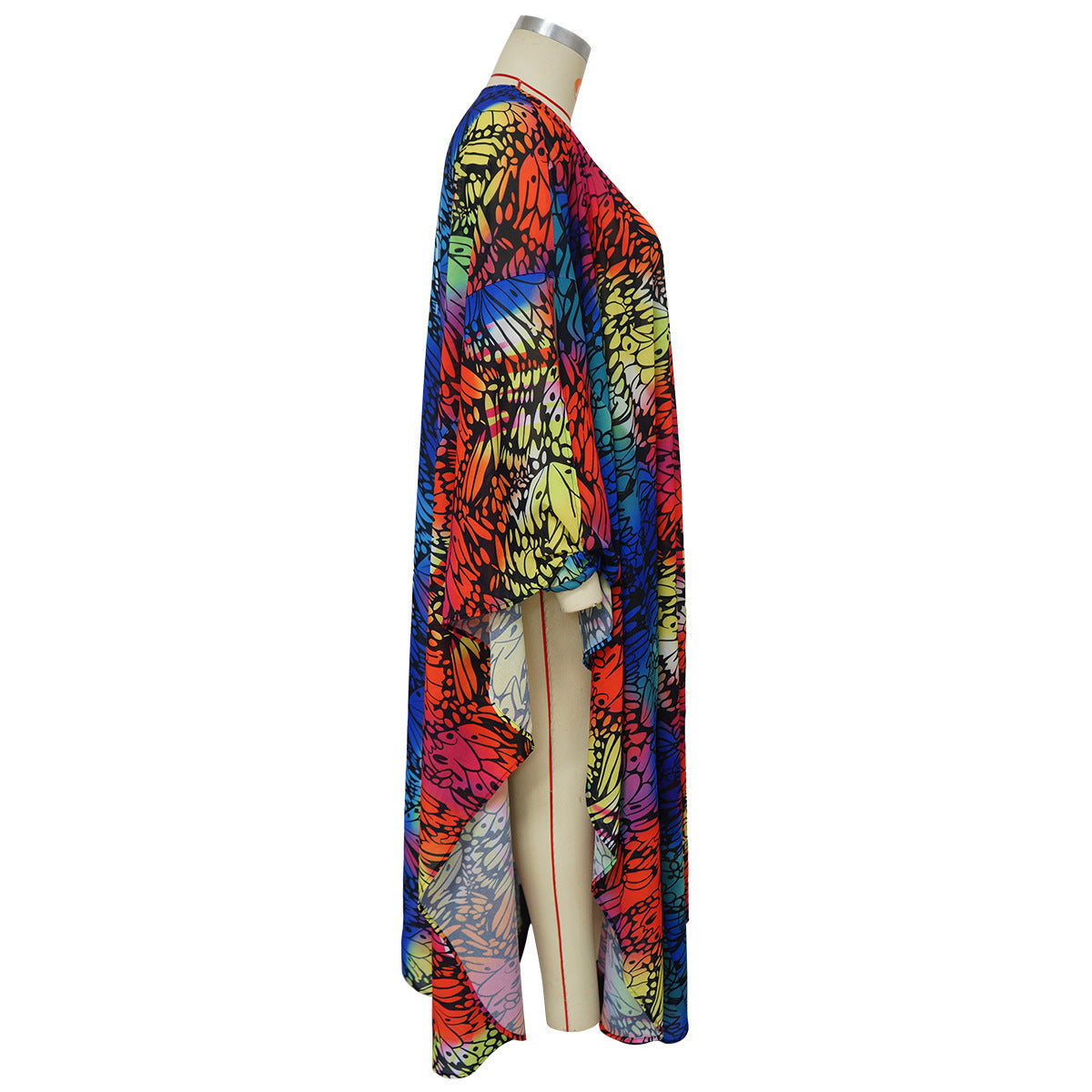 Plus Size Women's Fashion Printed Chiffon Cape Shirt 11