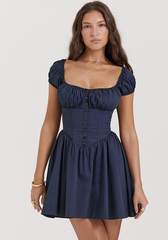 Women Puff Sleeve Square Neck Dress