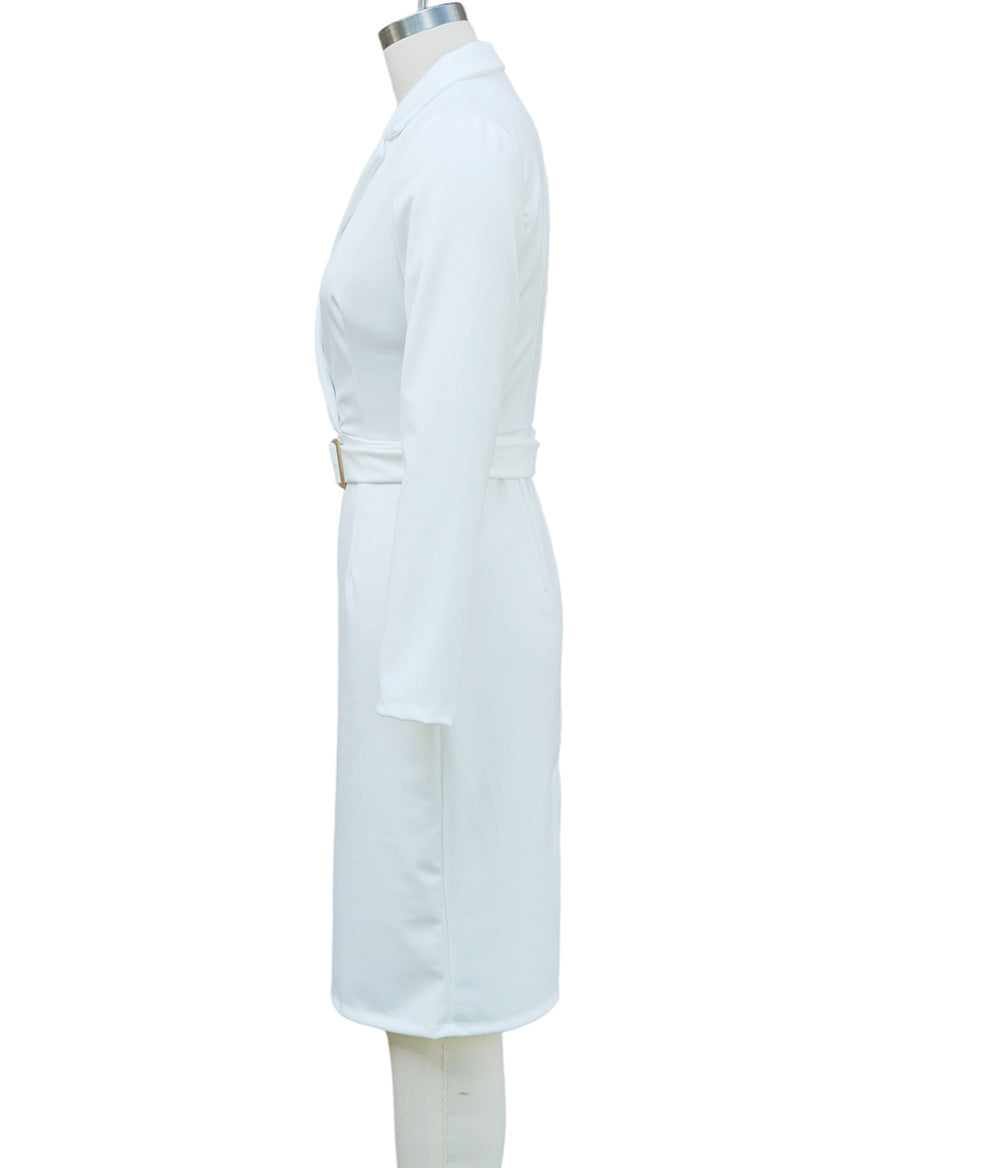 Women's Solid Color Sexy V-Neck Long Sleeve Bodycon Dress 15