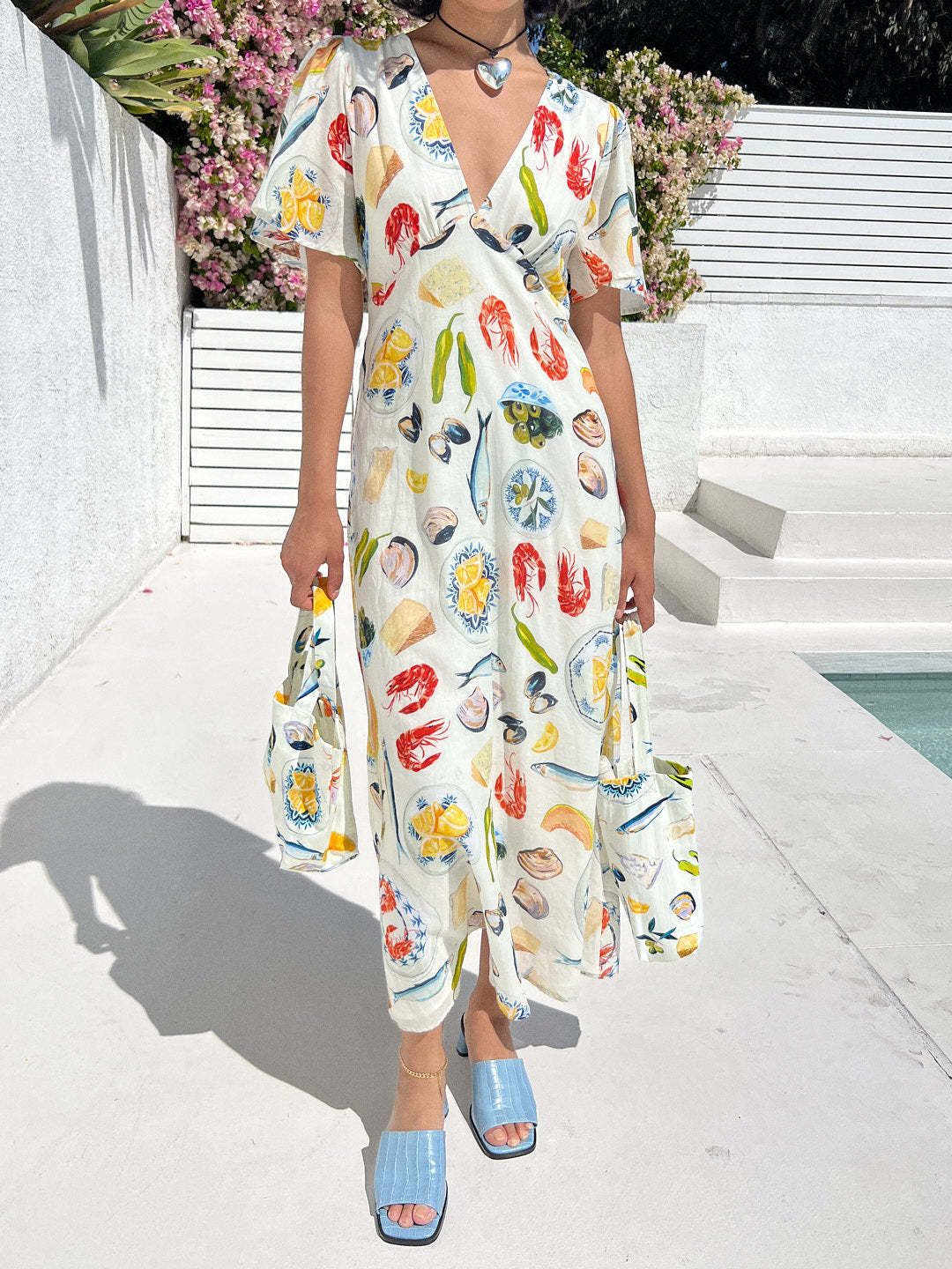 Women Vacation V-Neck Printed Casual Dress 6