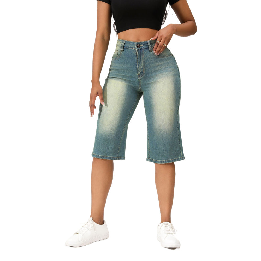 Trendy Women's Spring Summer Straight Loose Denim Midi Pants 7