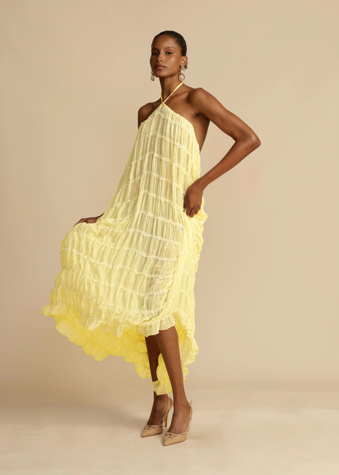 Women Spring Summer Casual Halter Neck Top and Long Skirt two-piece set 32