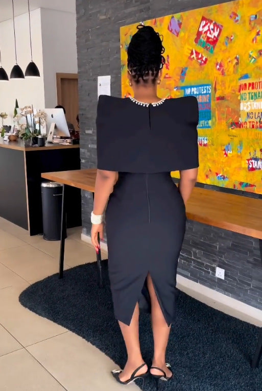 Casual Fashion Sleeveless Slim Back Slit Bodycon Dress Waistcoat Two-Piece Set 5