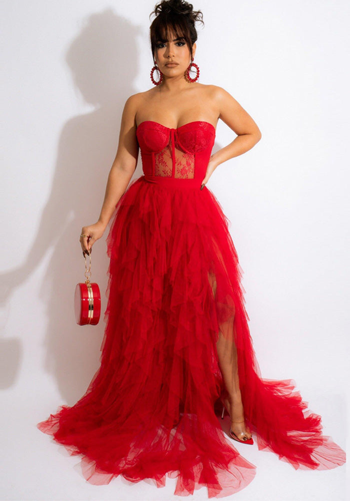 Women Sexy See-Through Mesh Lace Dress