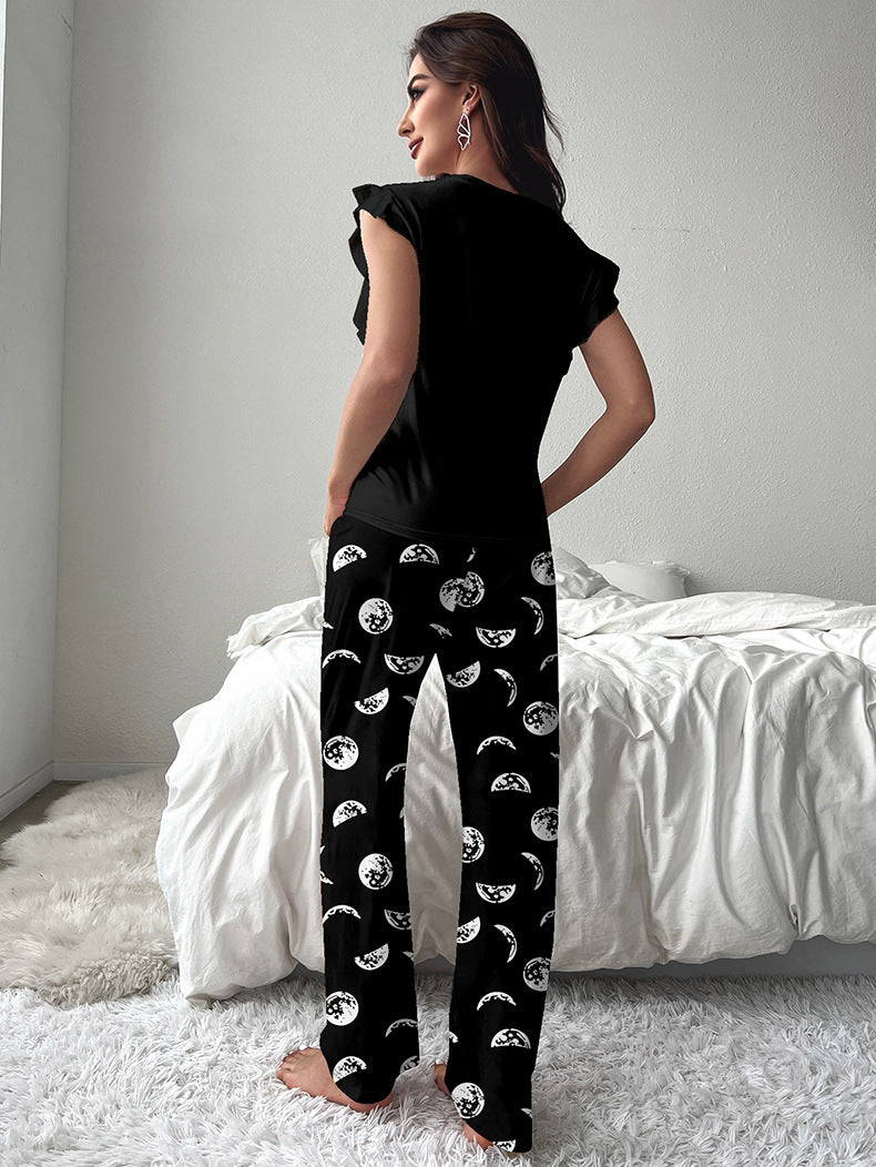 Flying Sleeve T-Shirt Trousers Women's Home Clothes  Summer Pajamas 6