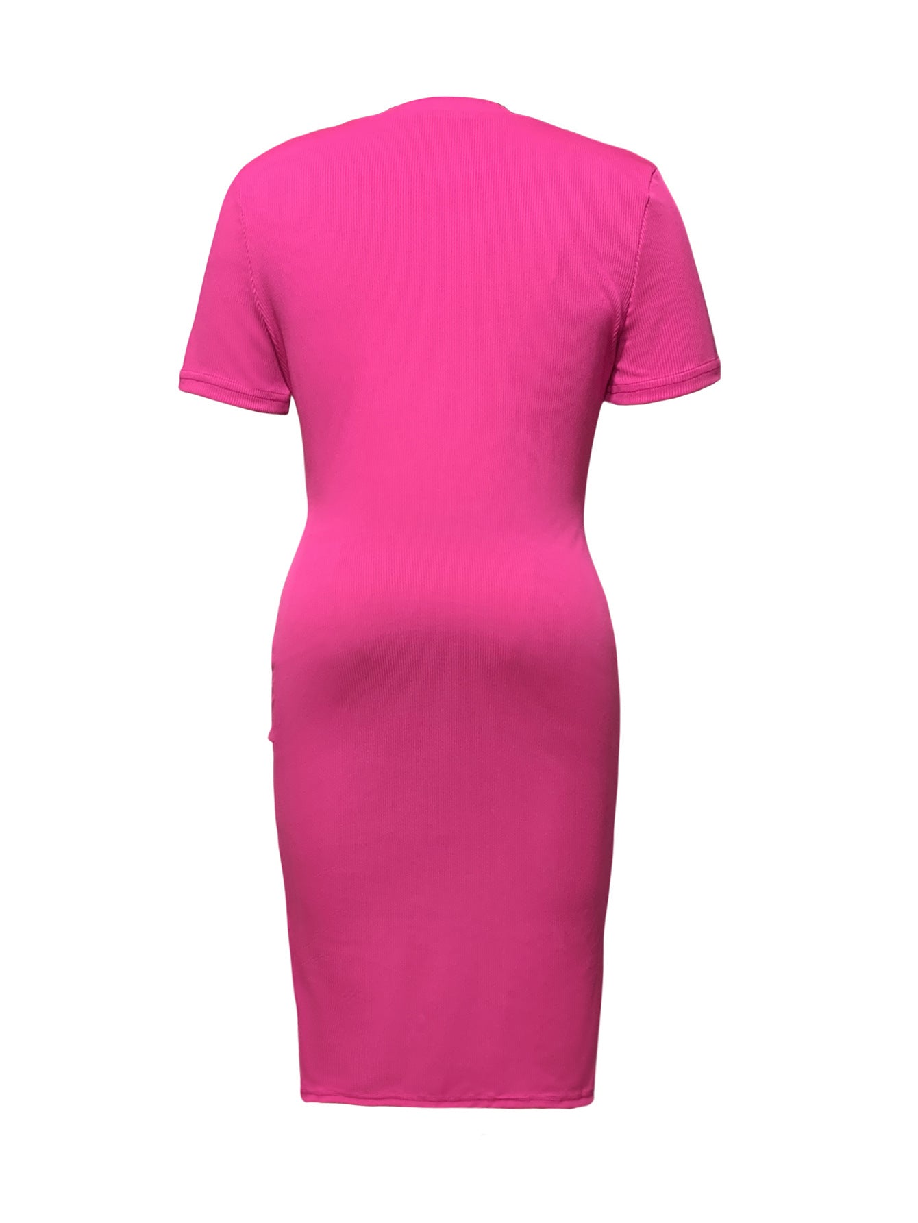 Women solid decorative buckle slit dress 15