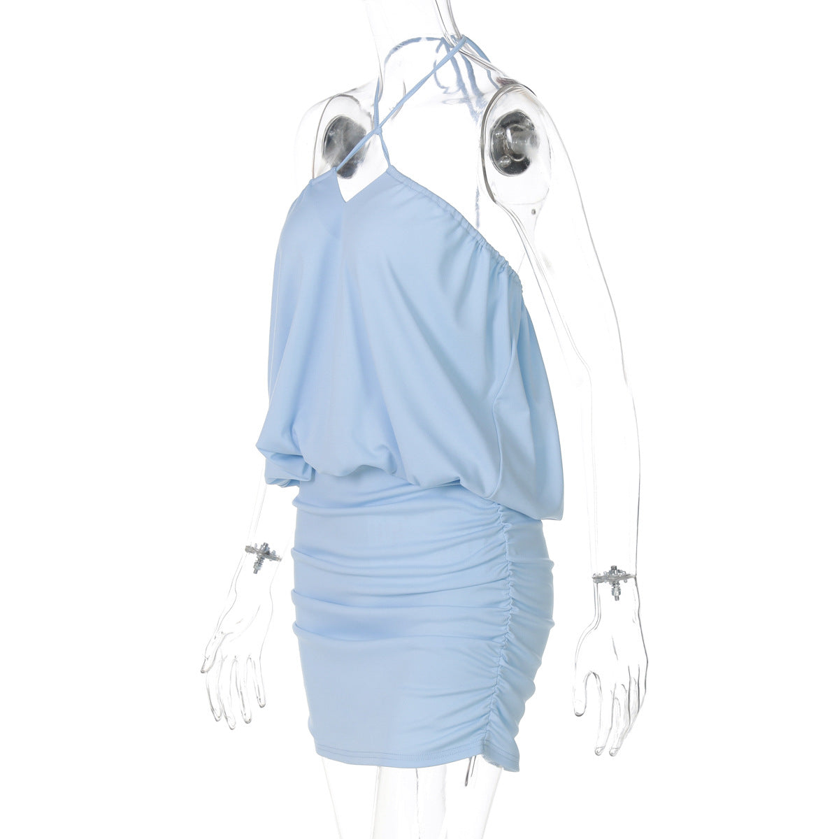 Women's Summer Off-Shoulder Halter-Neck Top Pleated Bodycon Skirt Two-Piece Set 9