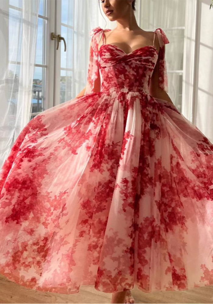 Women sexy rope suspender floral dress