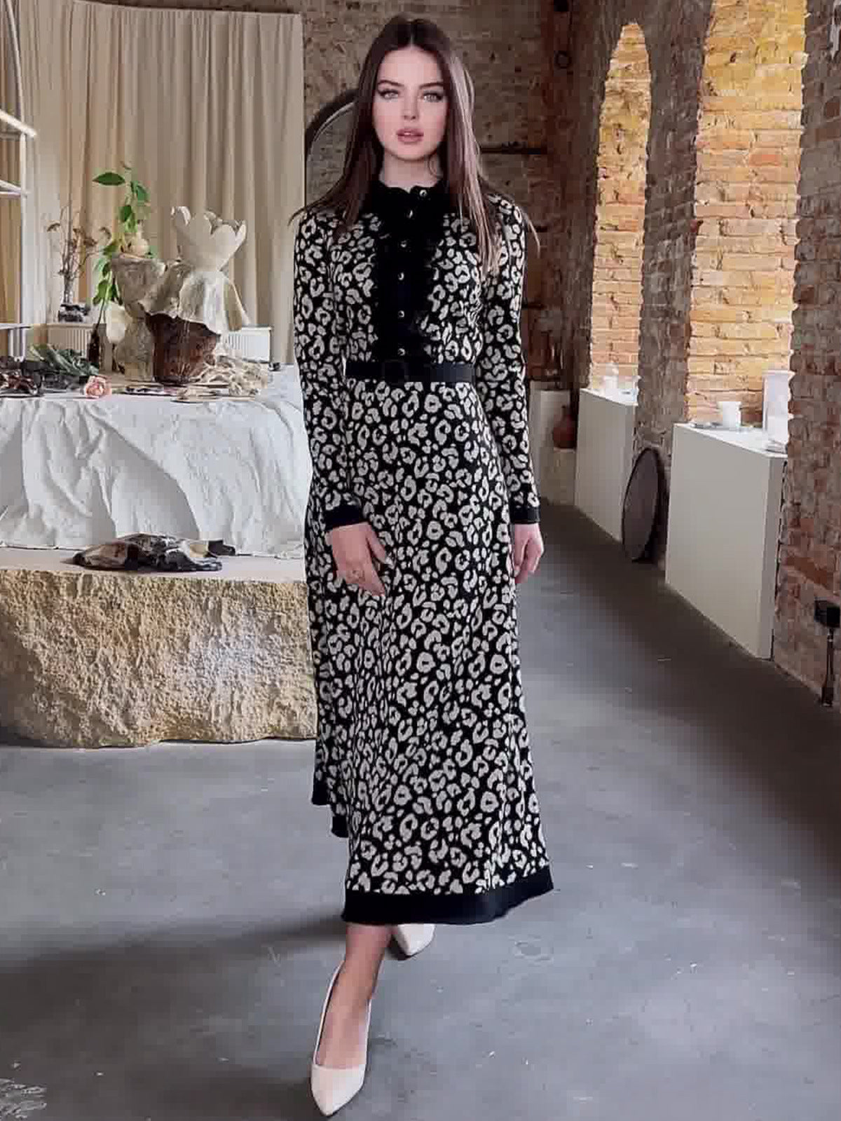 Spring Chic Elegant Slim Waist Printed Fashionable Slim Fit Long Dress 6