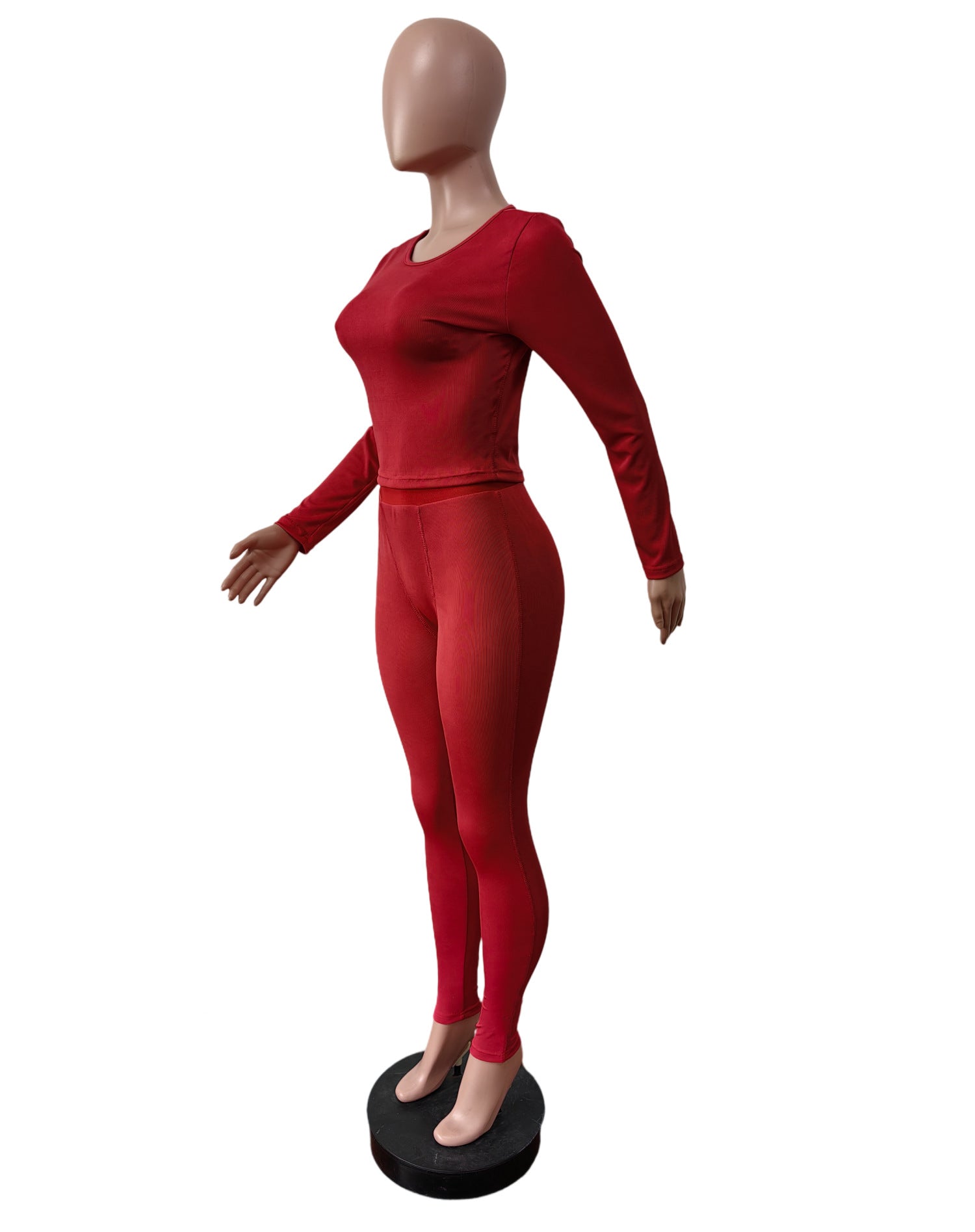 Ribbed Elastic Yoga Sports Women's Tight Slim Two Piece Pants Set 11