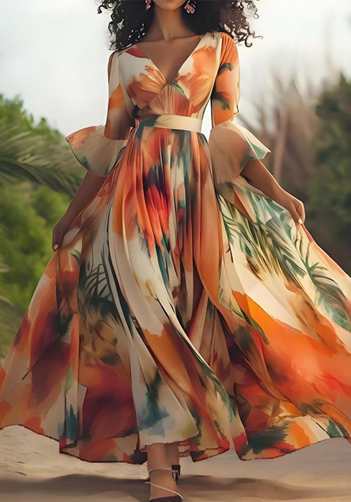 Women Printed Holiday Beach Dress