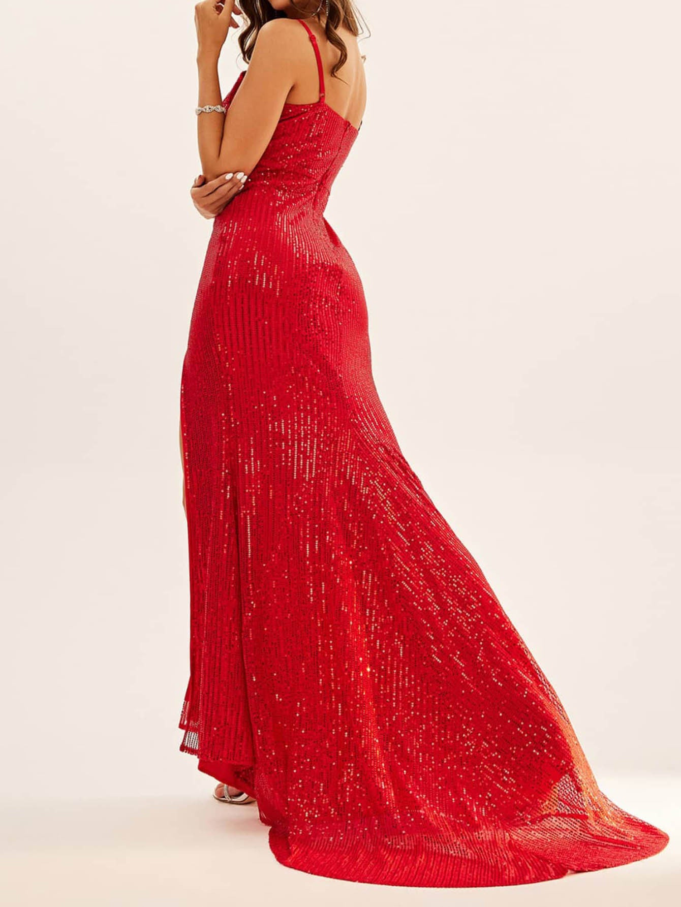 Spring and summer sling sequins slit trailing evening dress Formal Party sexy suspender dress 27