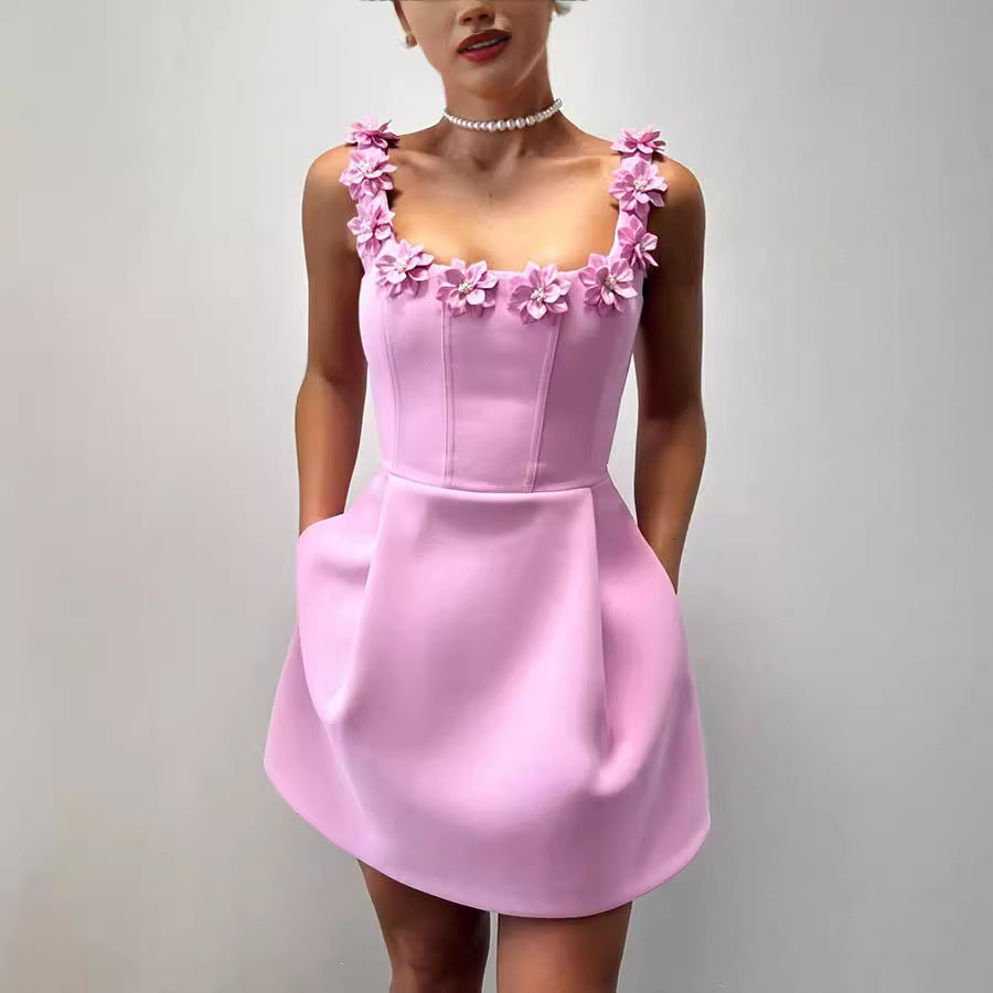 Spring Summer Floral Strap Sleeveless A-Line Loose Casual Women's Dress 6