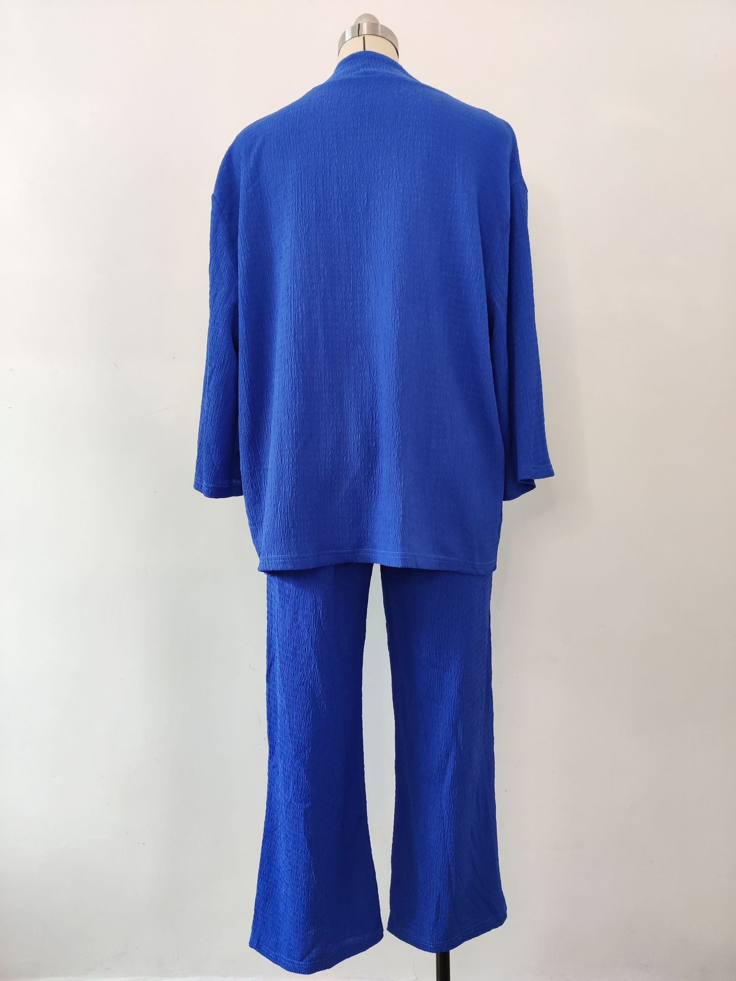 Women Solid long-sleeved shirt and pleated elastic waist trousers two-piece set 24