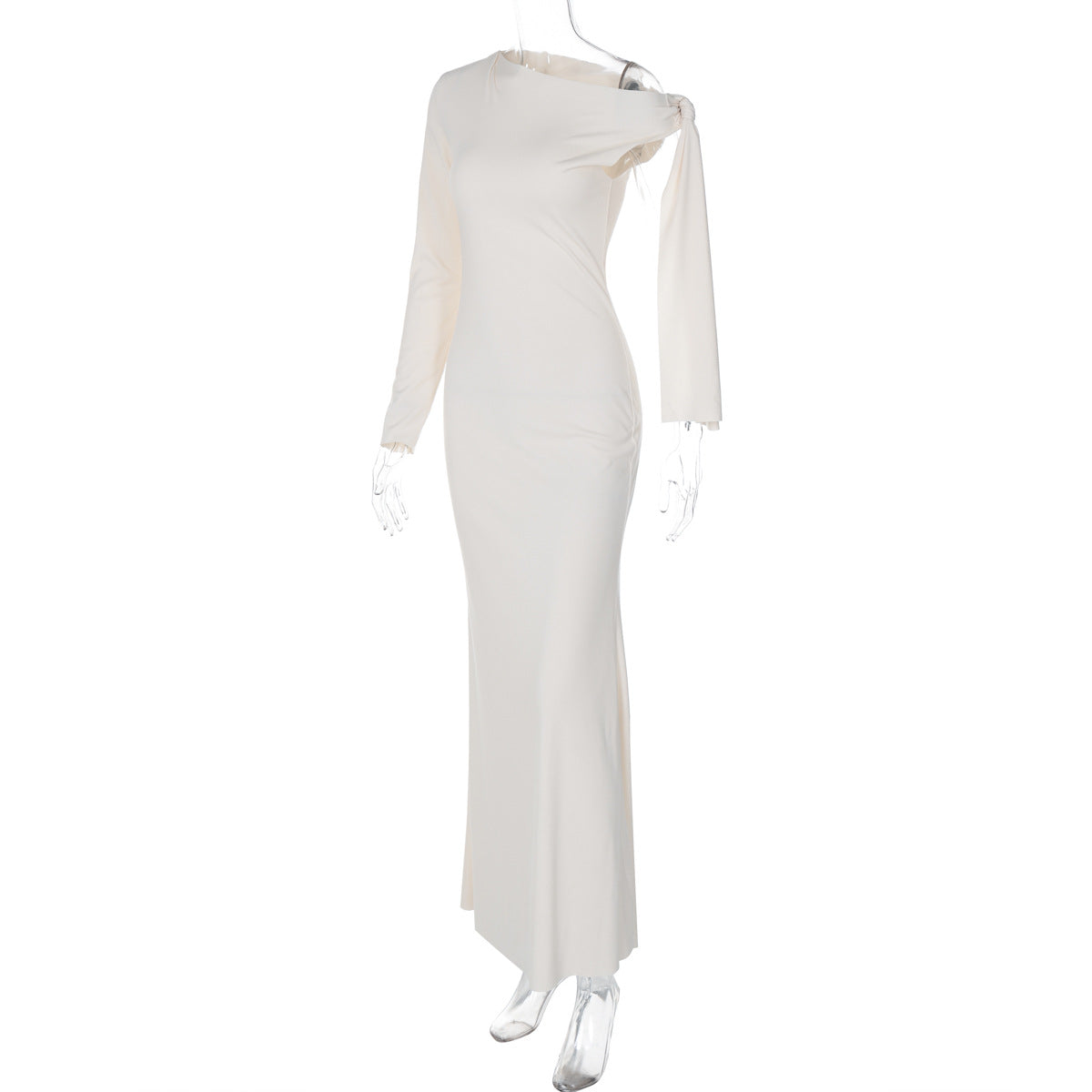 Women summer one-shoulder Slash Shoulder lace-up Solid dress 14