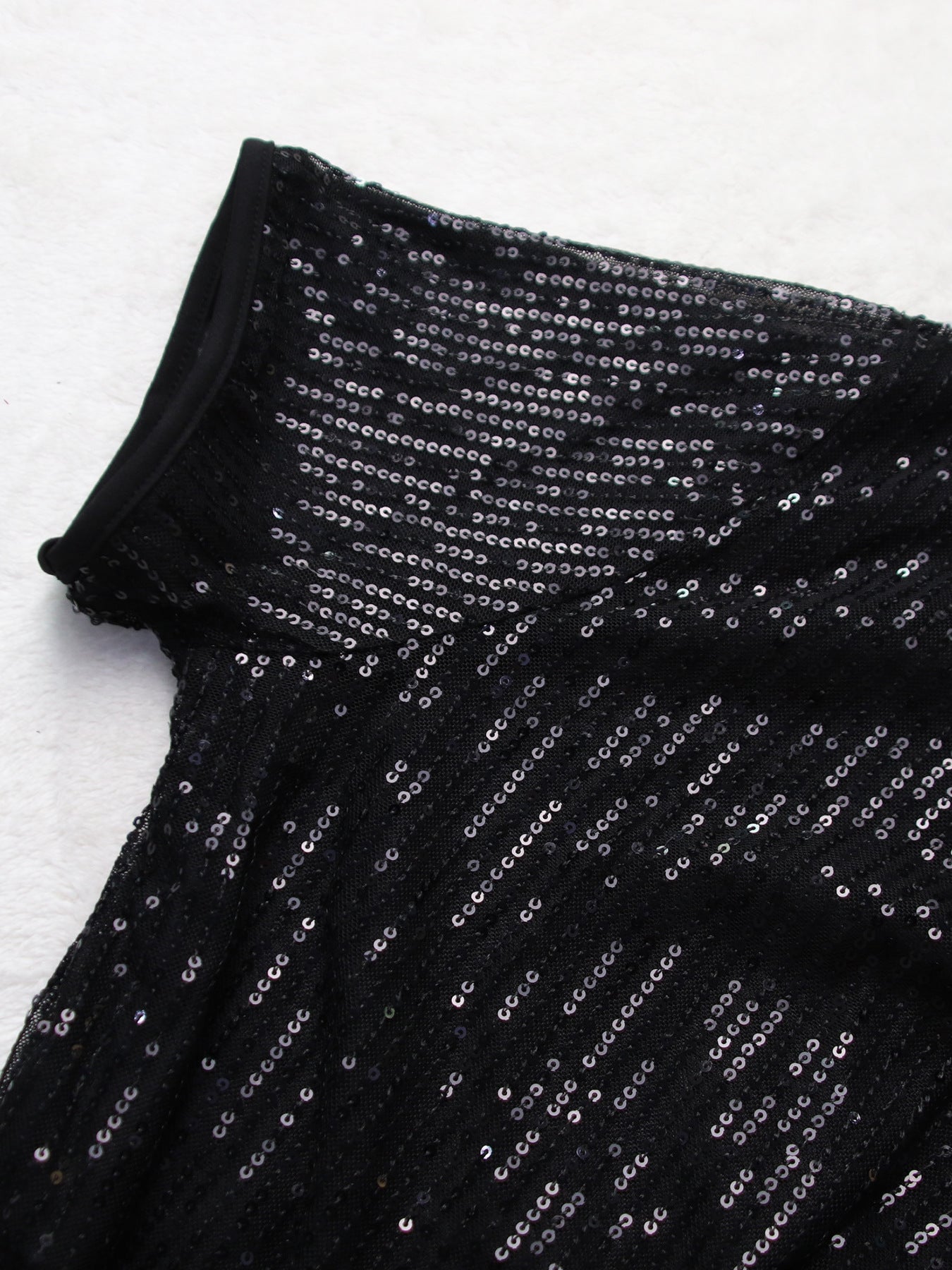 Women Summer Sequin Solid Short Sleeve Top and Pants Two-piece Set 12