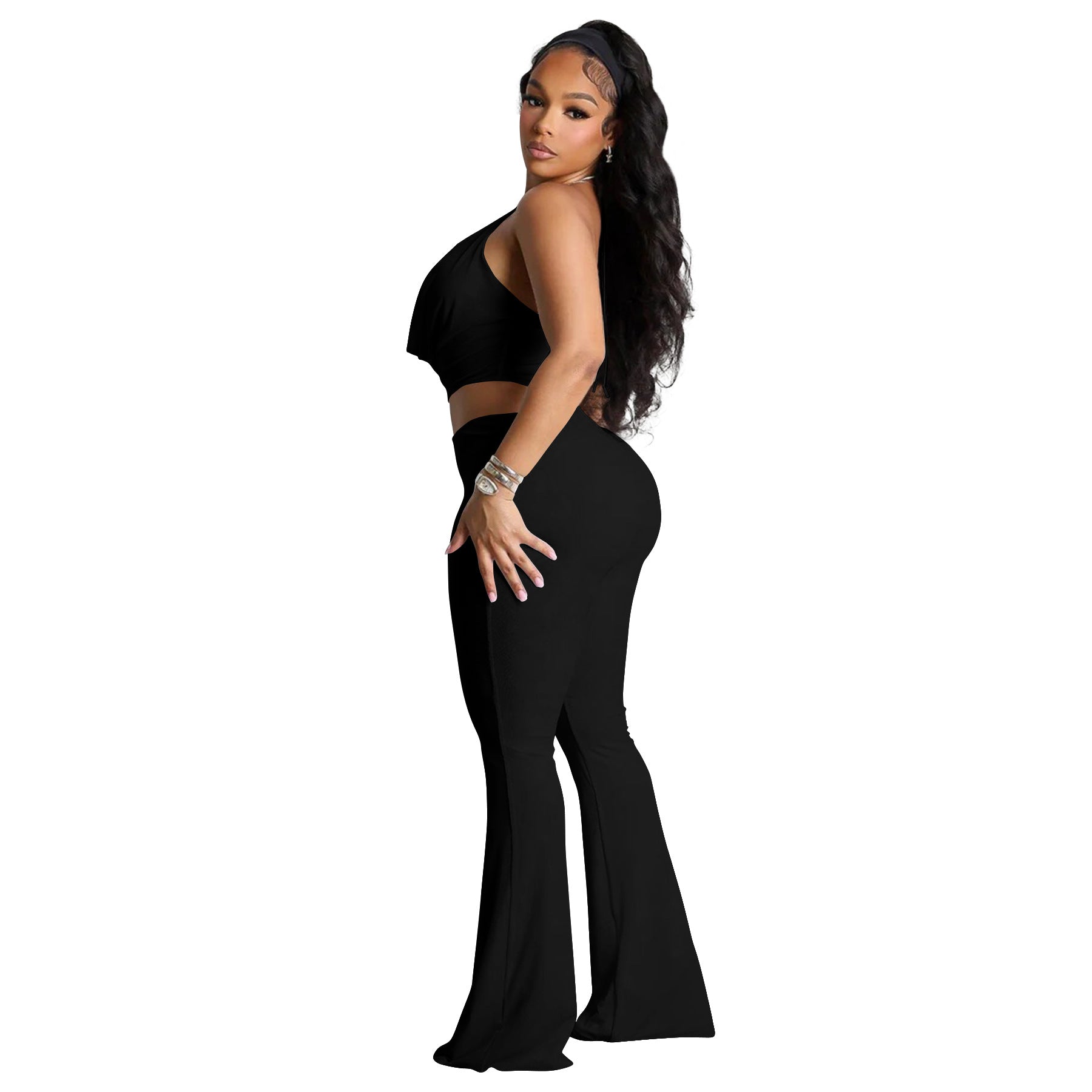Women’s Circle-Embellished Halter Neck Open-Waist Jumpsuit 14