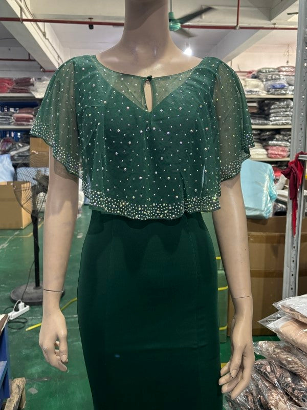 Bride Cape Solid Sleeveless V-Neck Long Mermaid Wedding Evening Dress Two Piece Set 17