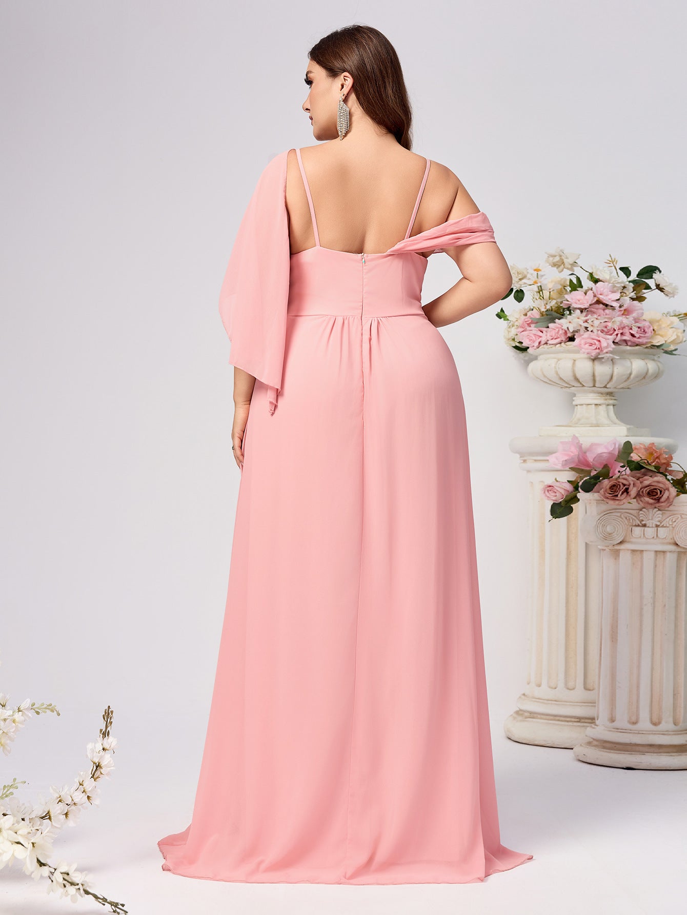 Plus Size Women Sexy Strap Formal Party Solid Dress 3