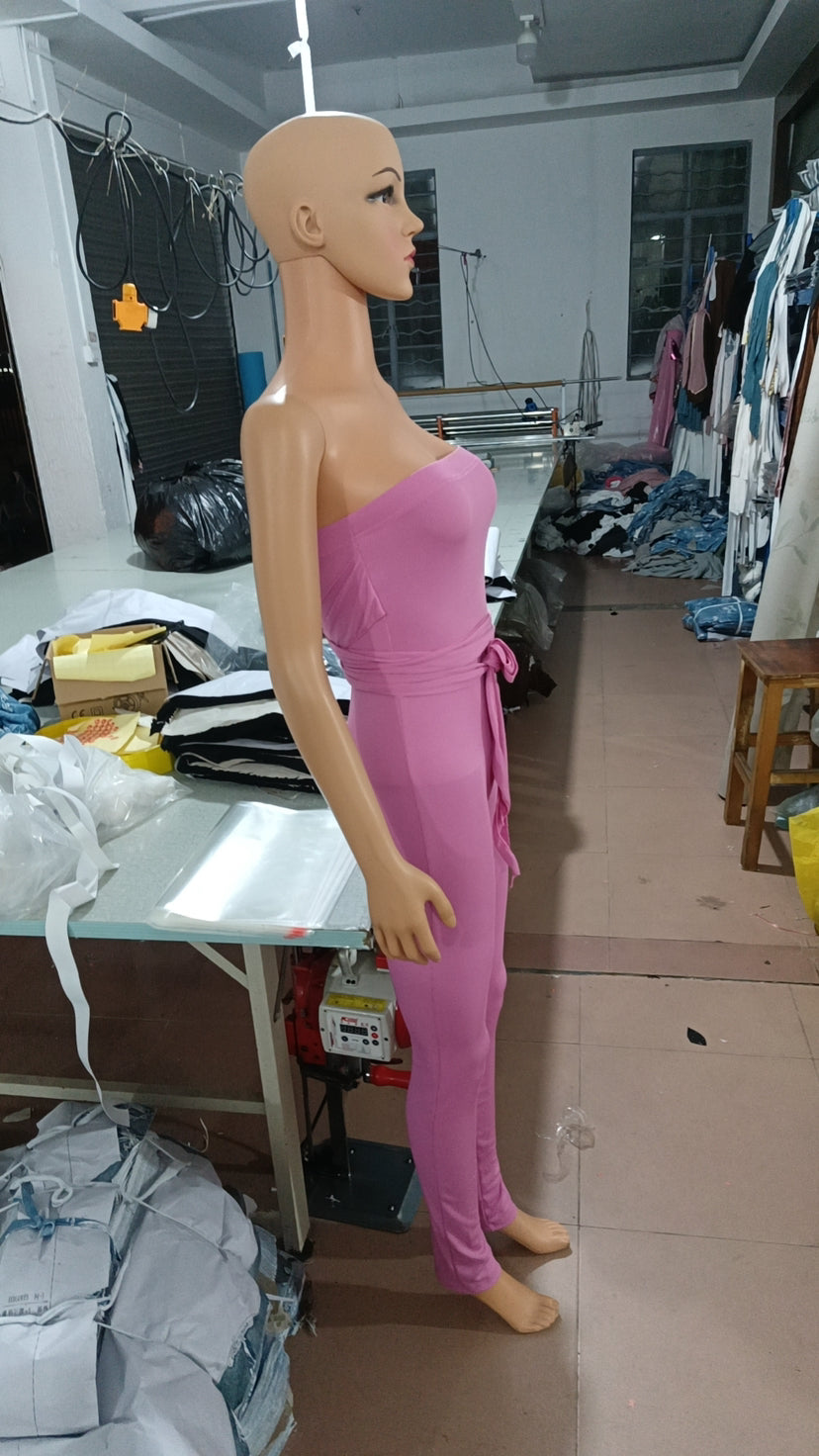 Women Pink Lace-Up Jumpsuit 3