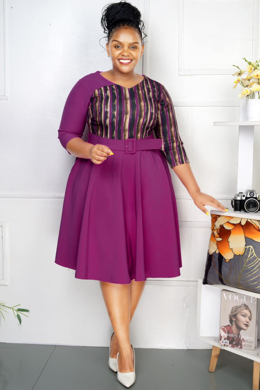 African Plus Size Women's Career Dresses 4