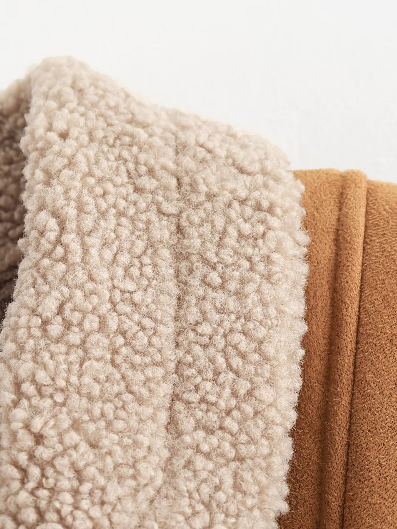 Autumn Winter Women's Woolen Coat Turndown Collar Loose Fur Fleece Jacket 17