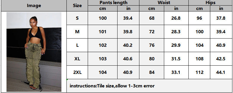 Women Trendy Lace-Up Denim Pants 14