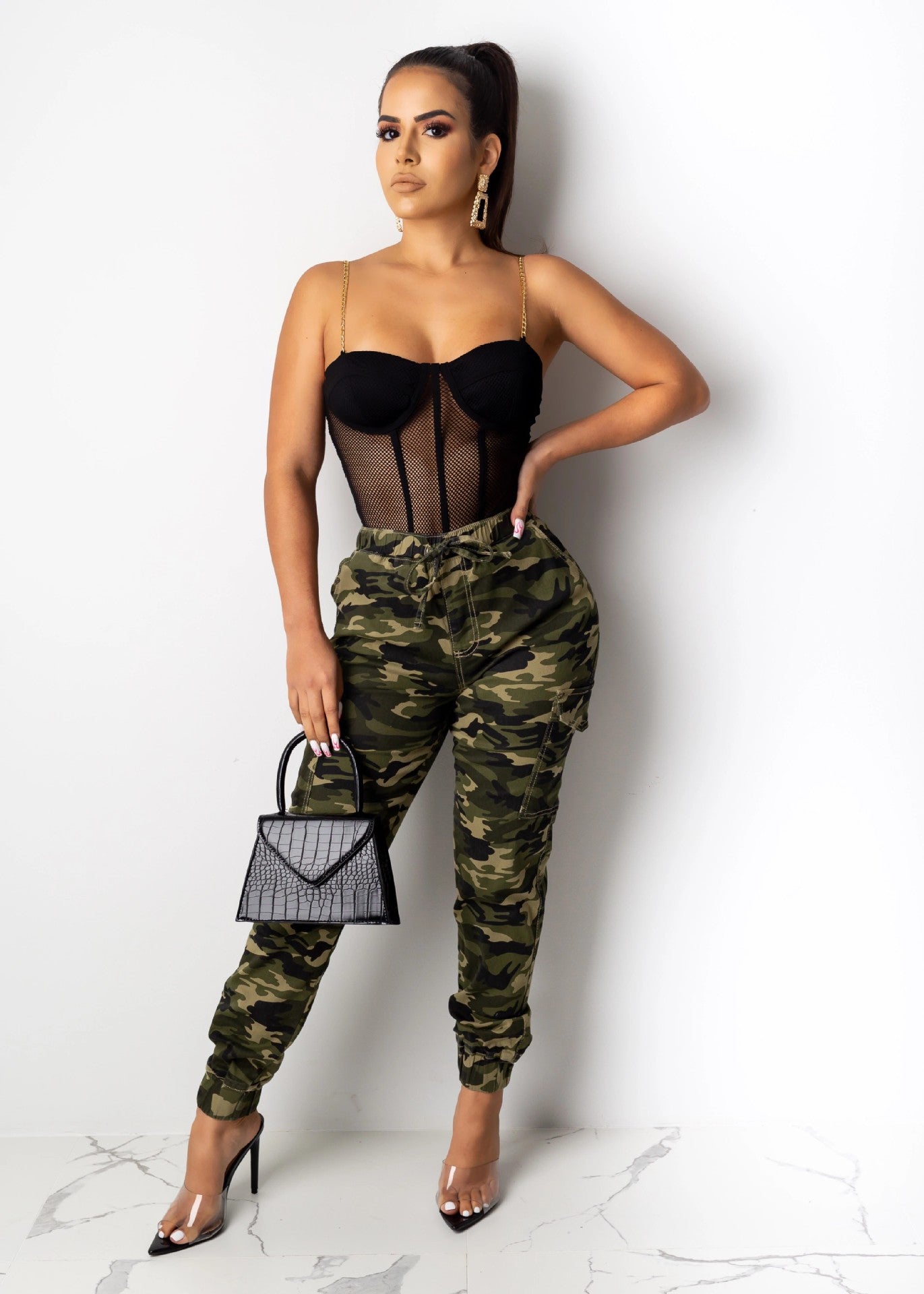 Women's Camouflage Trousers Casual Loose Cargo Pants 4