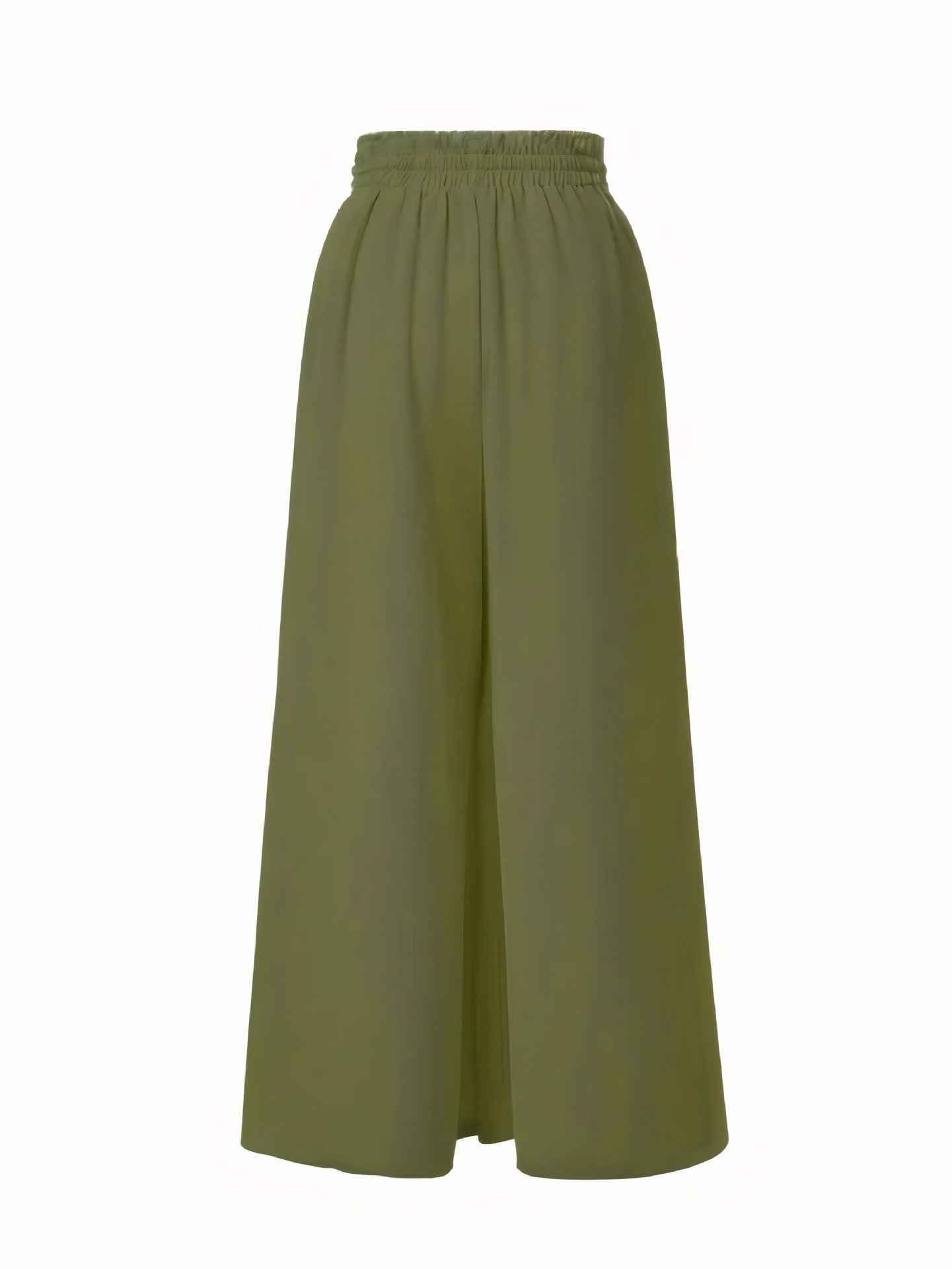 Women Solid Drawstring Loose Casual Wide-leg Pants 5