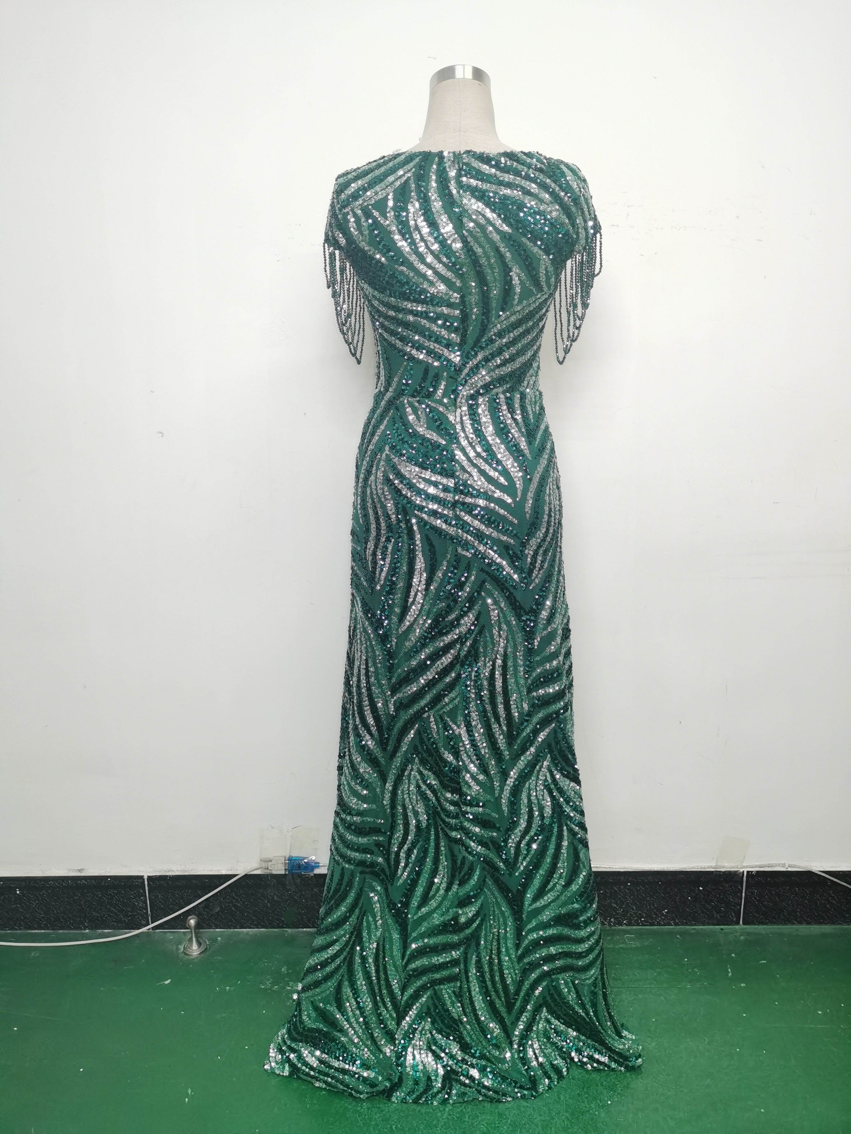 Women Sequin Beaded Evening Dress 38