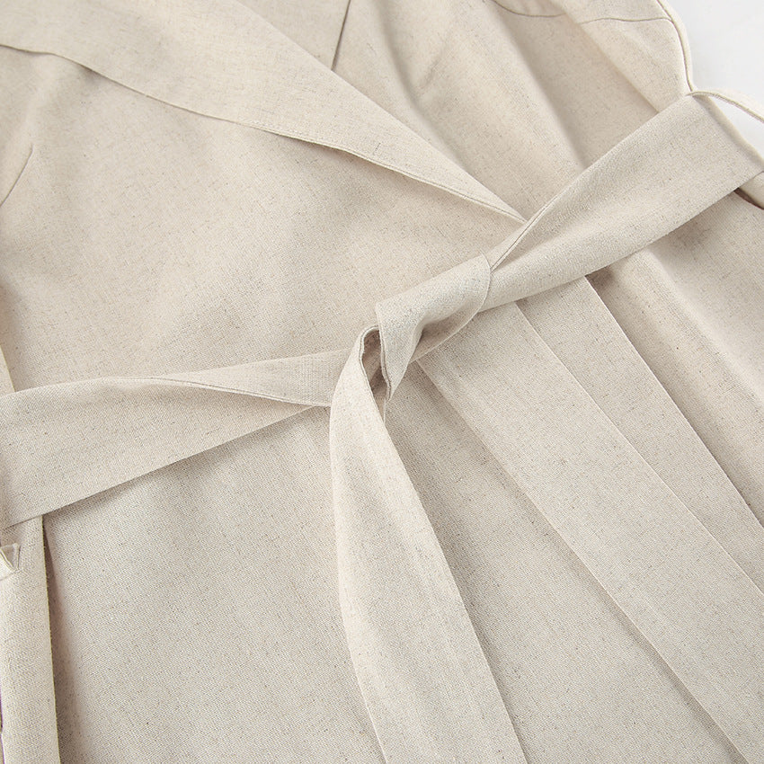 Women French Turndown Collar Belt Dress 13