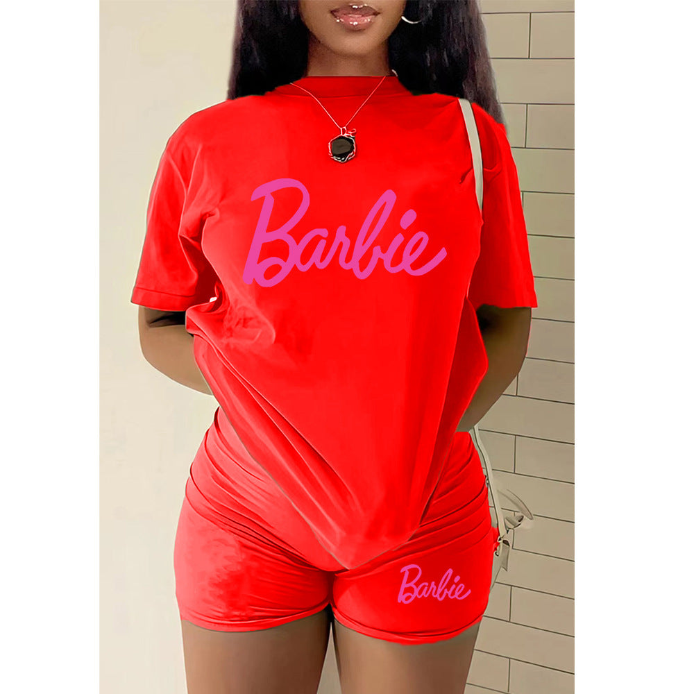 Women printed short-sleeved T-shirt And shorts two-piece set 9