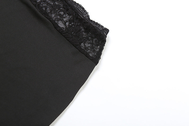 Spring Summer sexy Halter Neck Low Back Lace strap Vest high waist Long skirt fashion two piece set for women 14