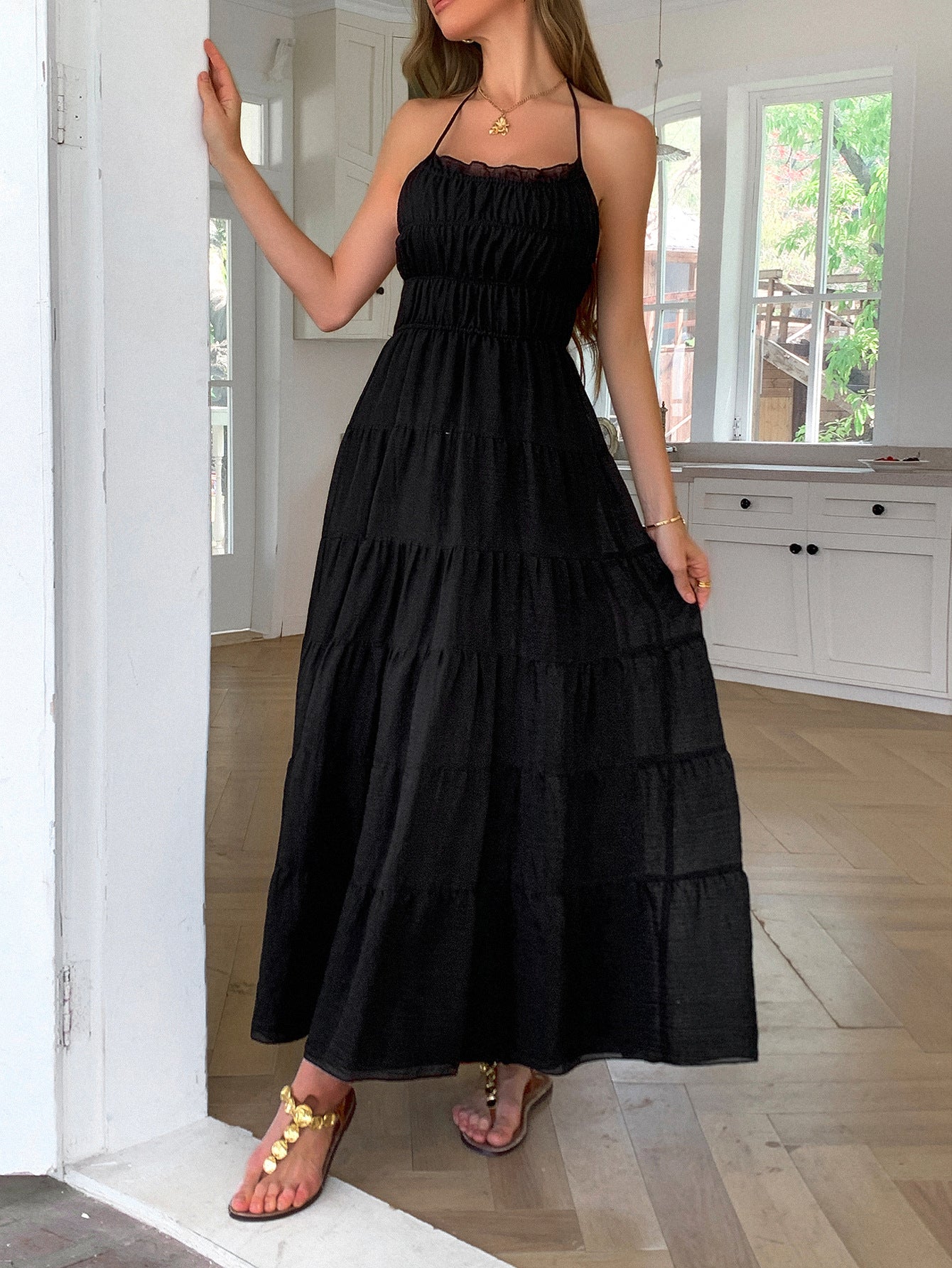 Spring/Summer Women's Holidays Casual Halter-Neck Beach Dress 16