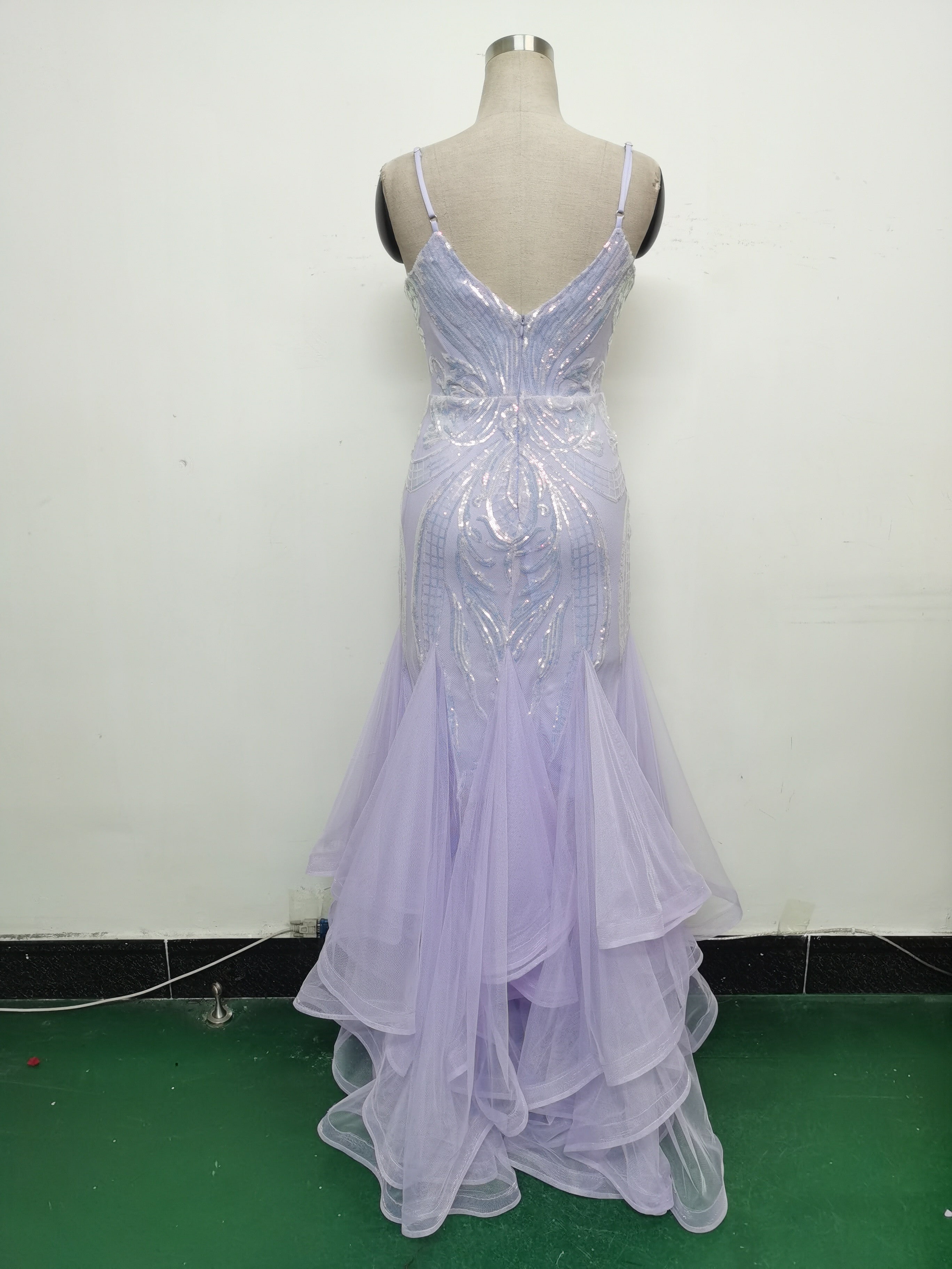 Women Sequin Patchwork Mesh Evening Dress 33