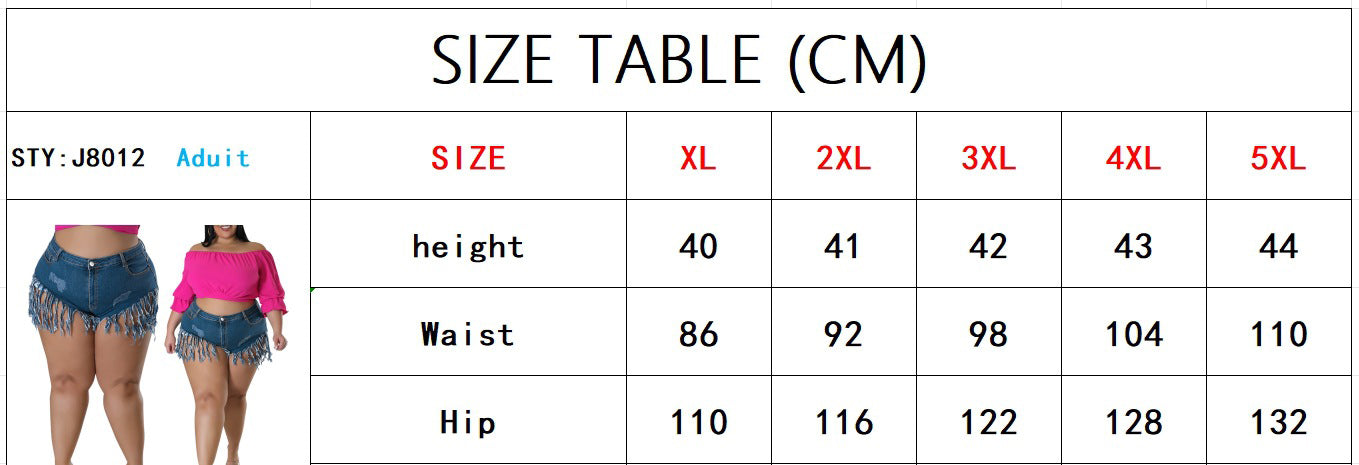 Plus Size Women's Denim Fringed Shorts 8