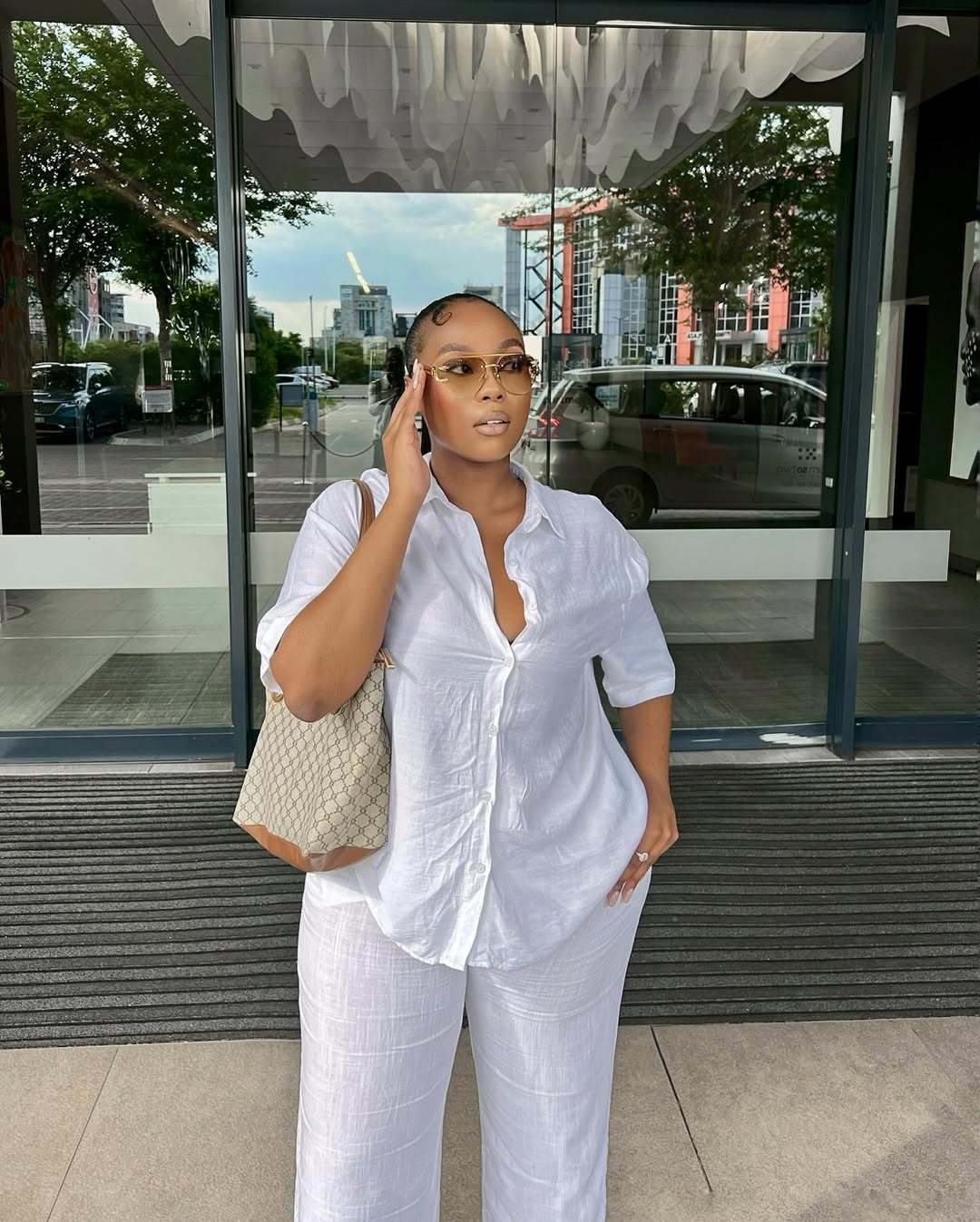 Women's short sleeve Turndown Collar shirt wide-leg trousers African two-piece set for women 3