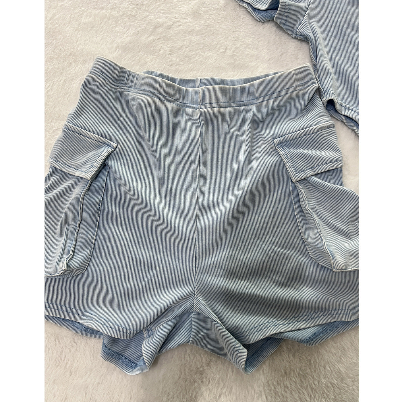 Women's Casual Solid Color  Short Sleeve Bodysuit Shorts Two Piece Set 19