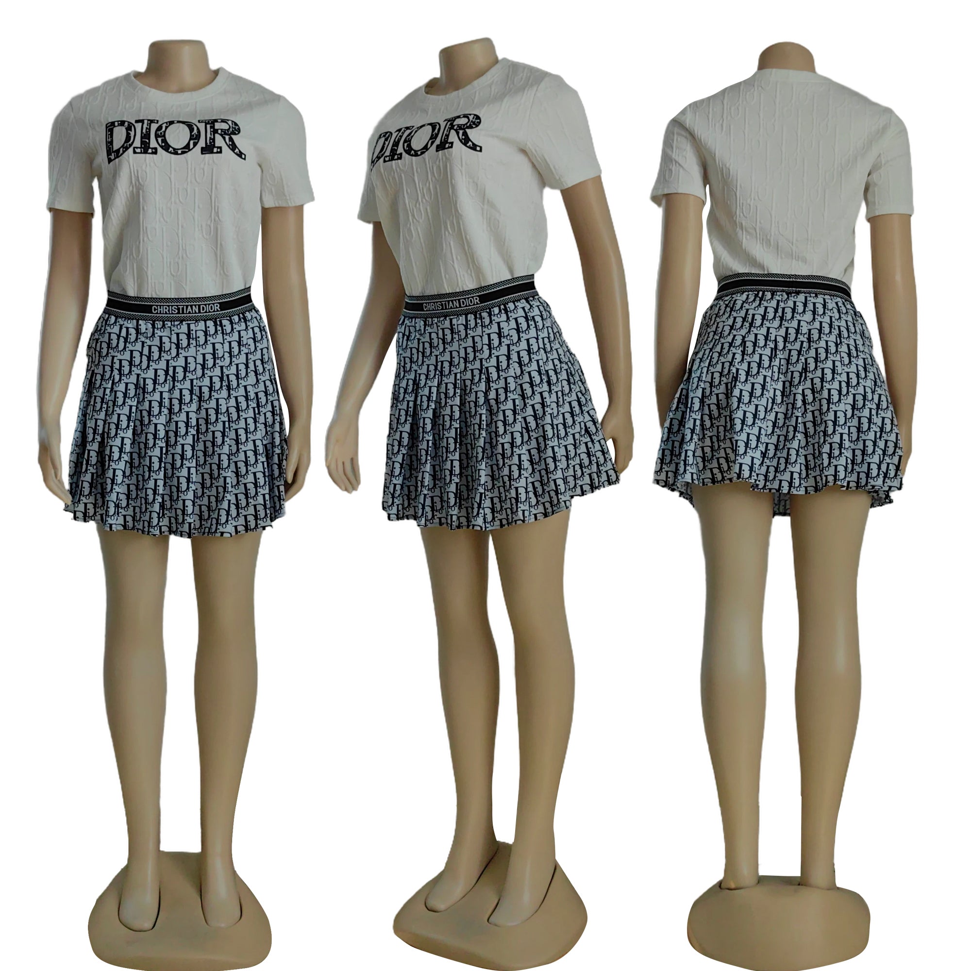 Women Print Short Sleeve  Top and Skirt Two Piece Set 11