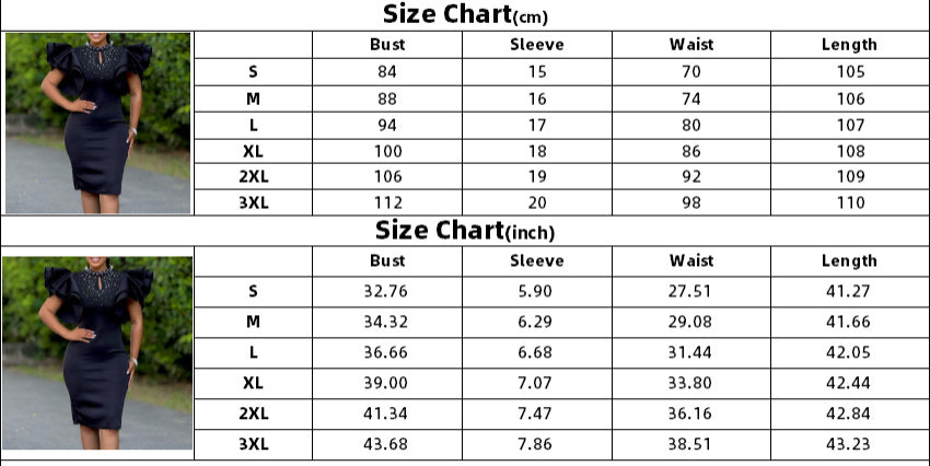 Women Sexy Ruffle Sleeve Beaded Party African Dress 22