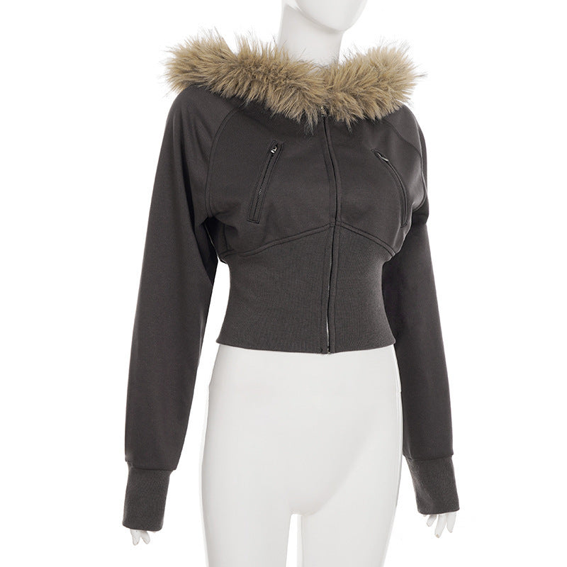 Women Hooded Zipper American-Style Jacket 8