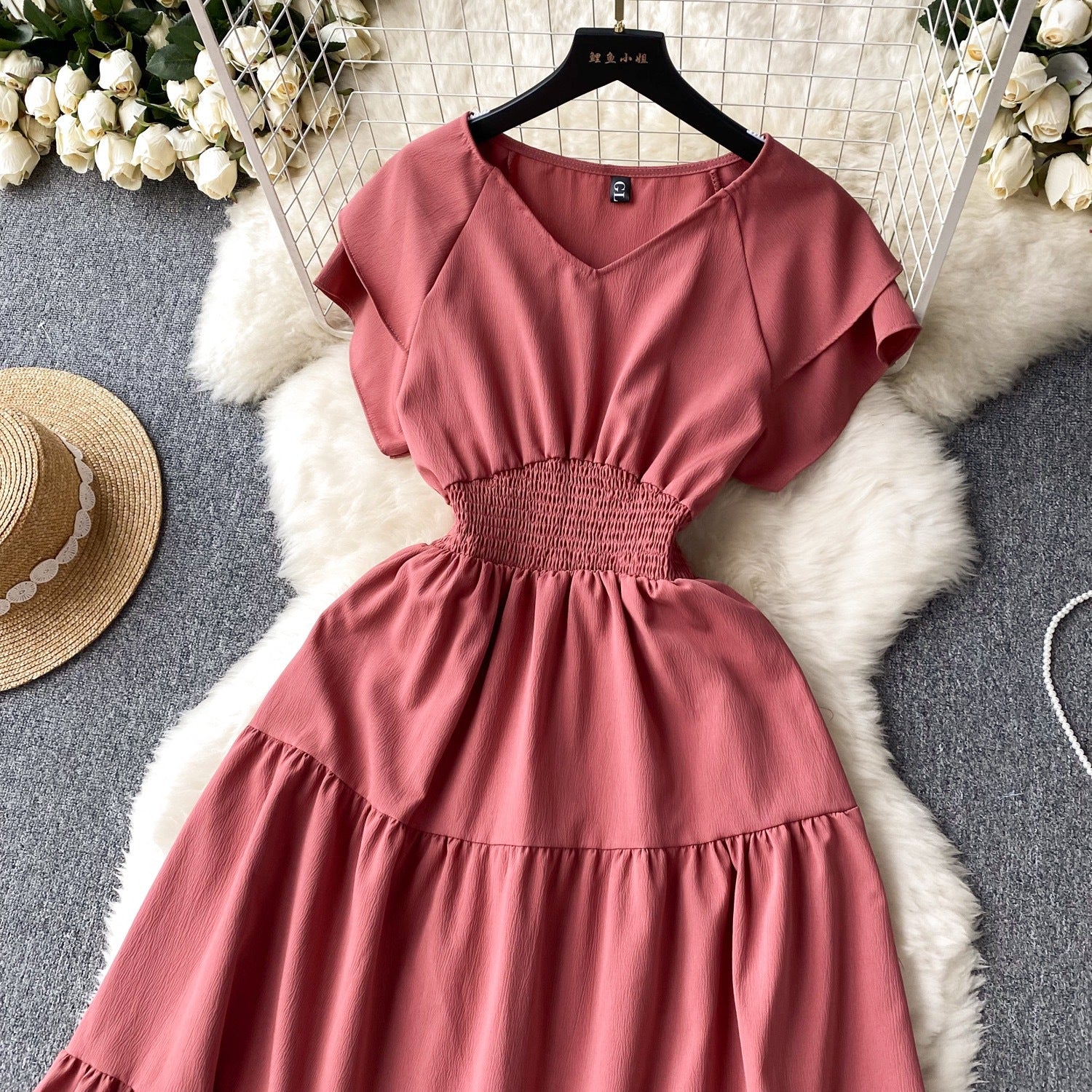 Women vintage pleated Long Dress 23